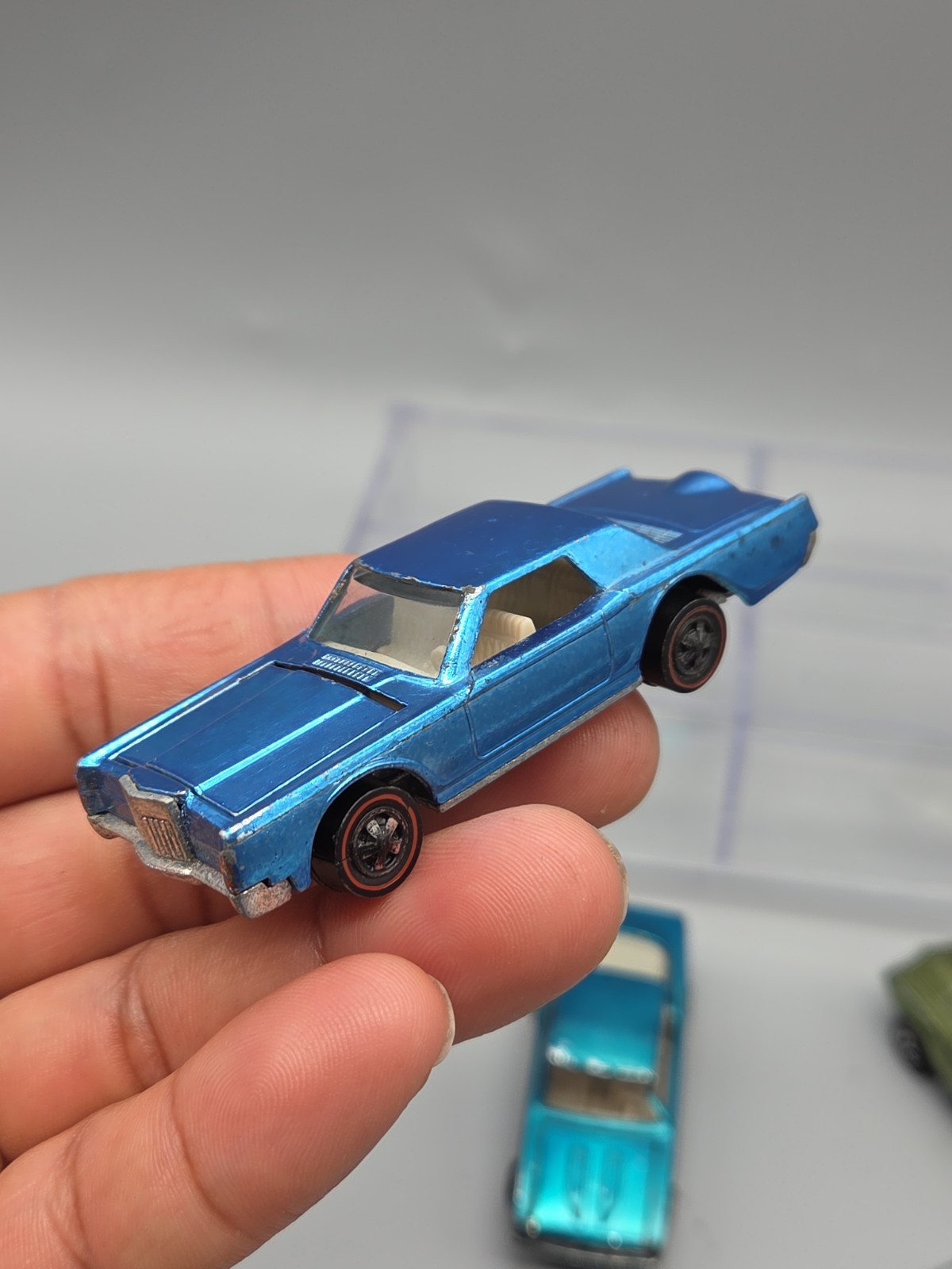 VTG Hot Wheels Redline 1968 Custom Continental Mark lll Blue USA