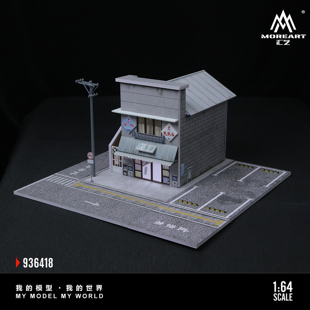 US 1:64 Diorama Garage Model LED Model Car Display Parking Scene Building