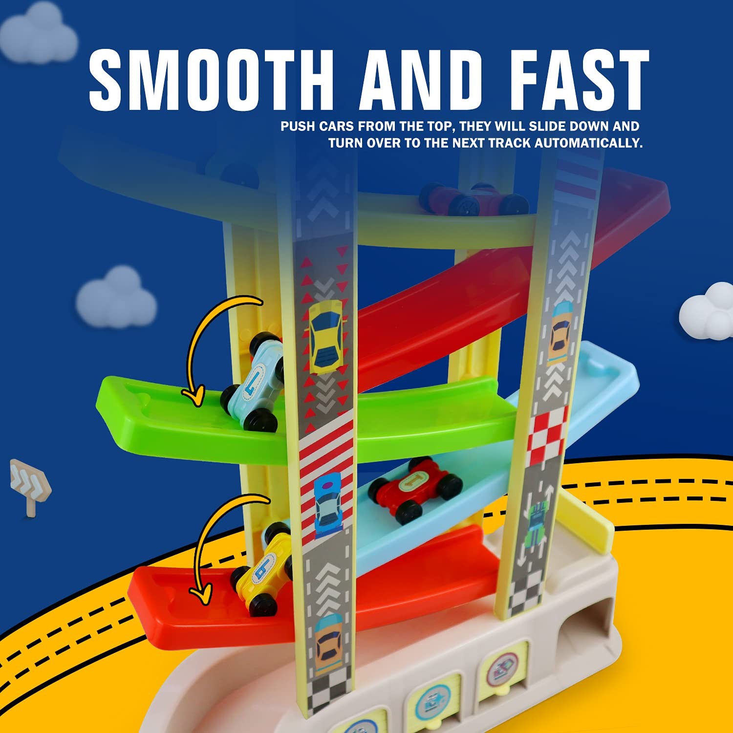 Montessori Toys for 2 3 Year Old Boys Toddlers, Car Ramp Toys with 6 Cars & R…