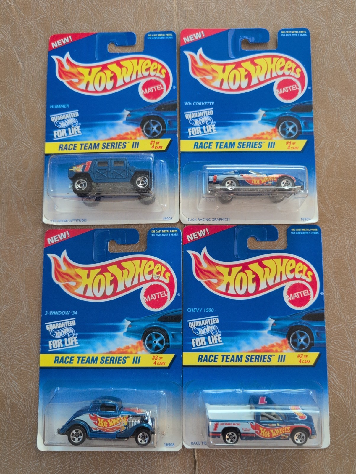 1996 Vintage Hot Wheels Race Team Series 3 Complete Set of 4 New Old Stock