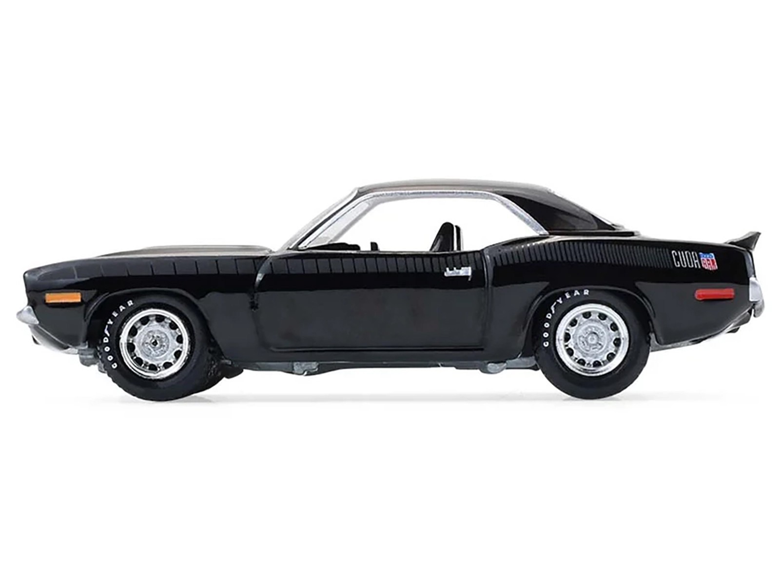 1970 PLYMOUTH ‘CUDA AAR BLACK 1/64 DIECAST MODEL CAR BY GREENLIGHT 37330 E