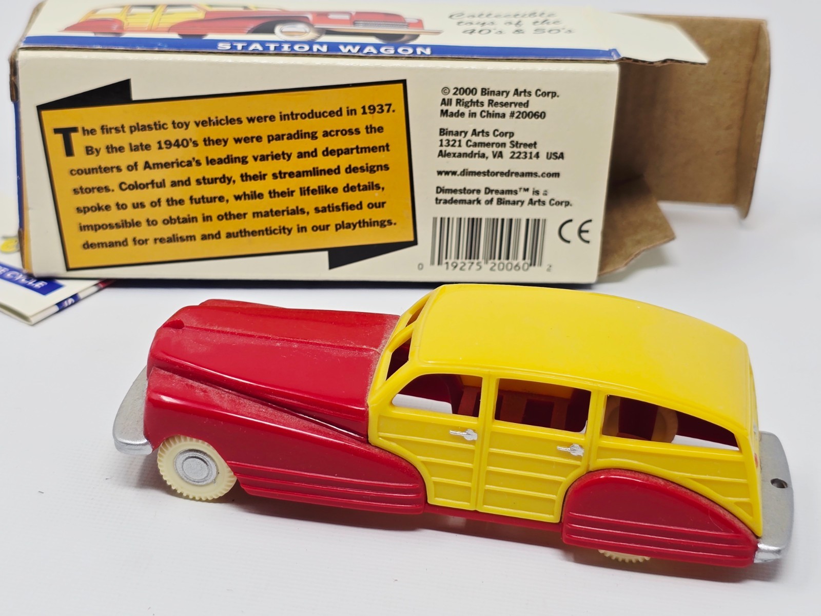 Dimestore Dreams 1940’s Red & Yellow STATION WAGON #20060 Deluxe Plastic 1:43
