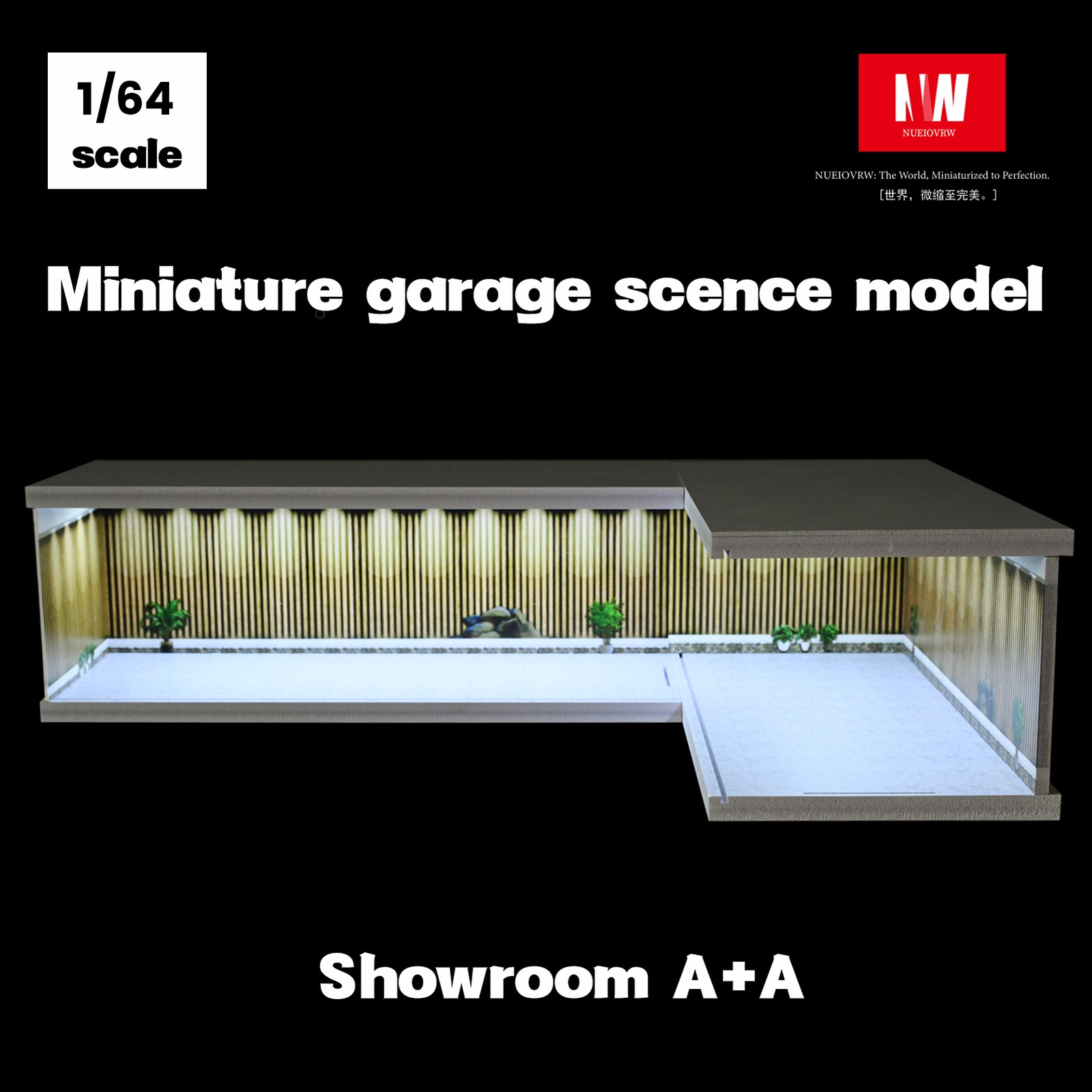 1/64Diorama Diecast Garage Model LED Parking Lot Scene Model Car Display Case US