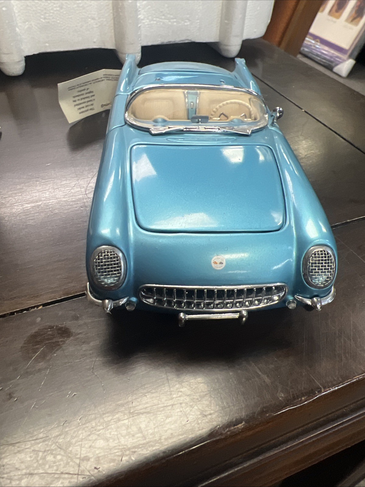 Franklin Mint Blue 1955 Chevrolet Corvette w/ Removable Top 1:24 Scale