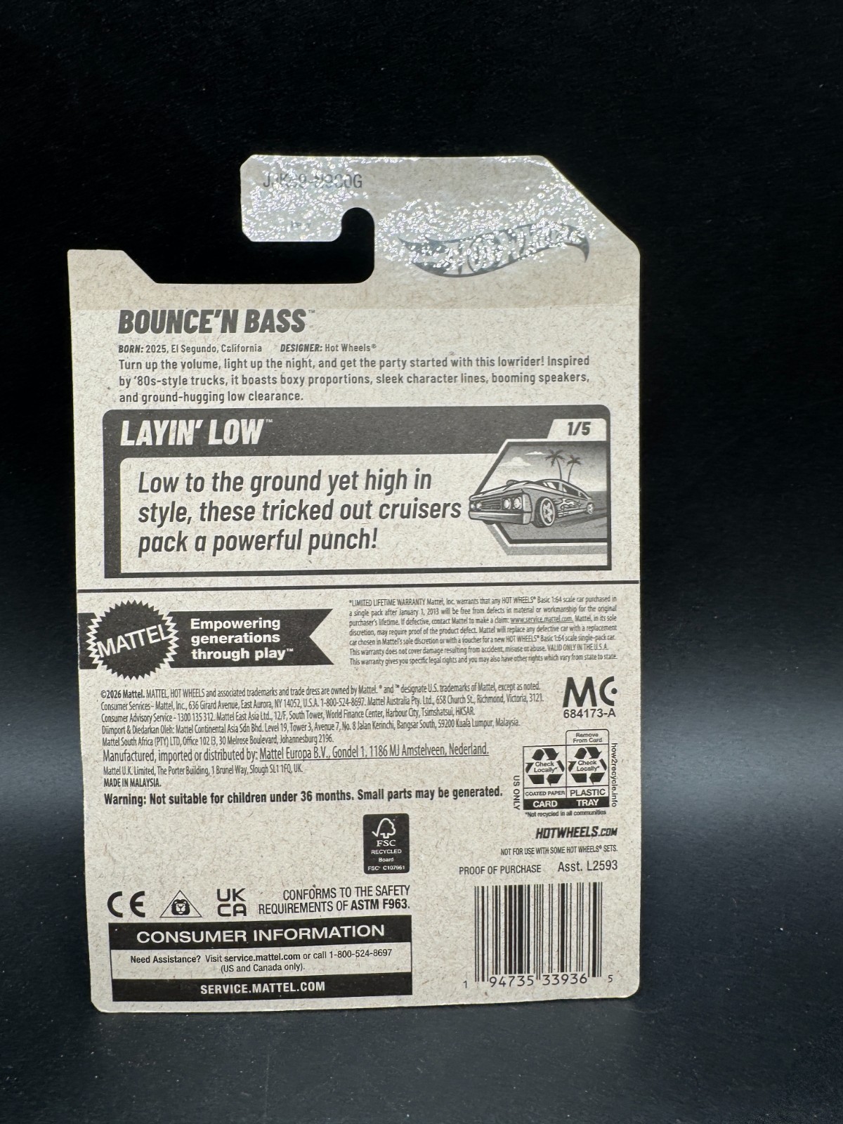Hot Wheels 1/5 Bounce’N Bass LAYIN LOW 17/250 (2026) Pink R5