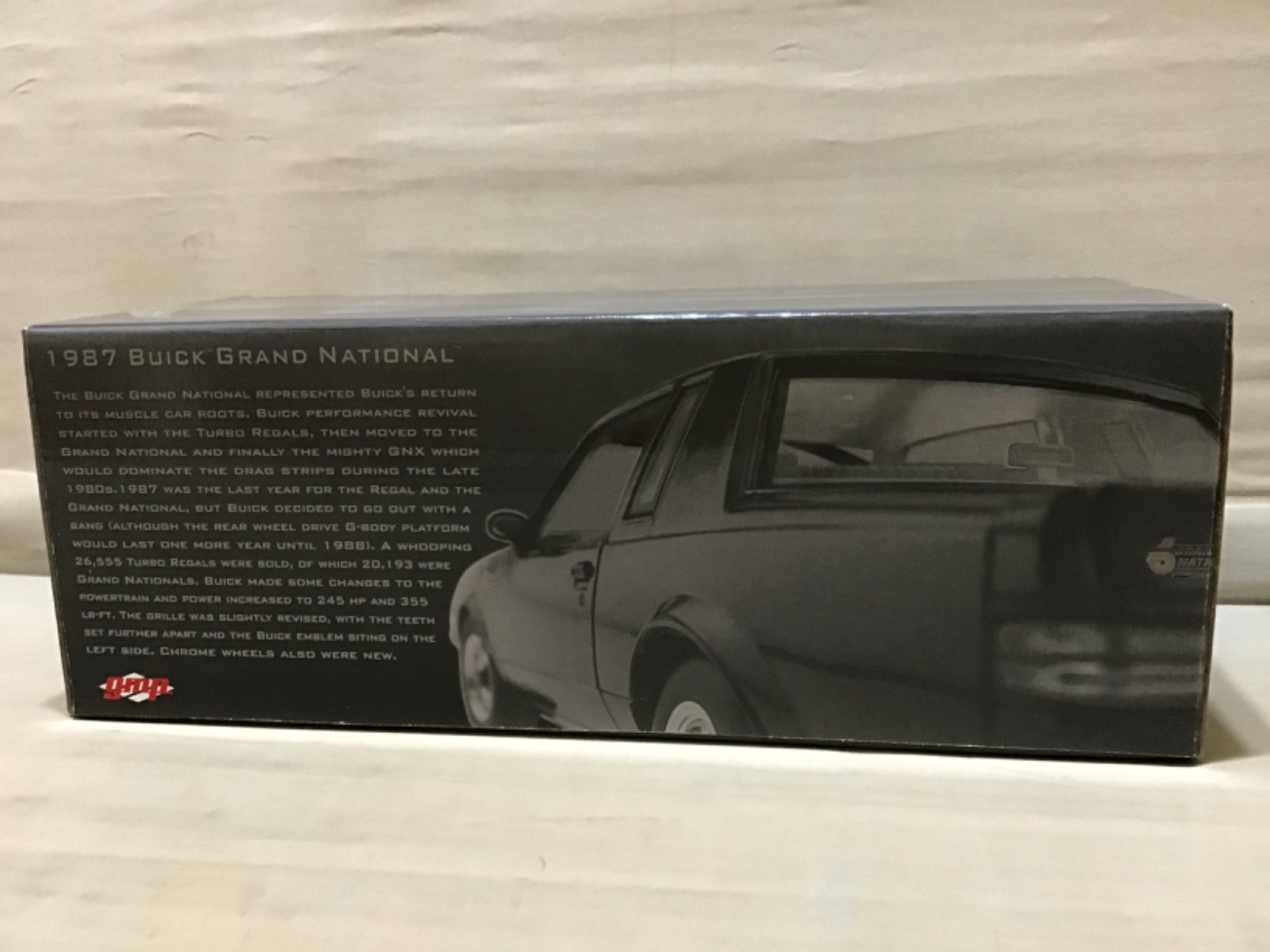 BUICK GRAND NATIONAL 1987 BLACK GMP #8201 DETAILED DIECAST RARE 1/24 read defect