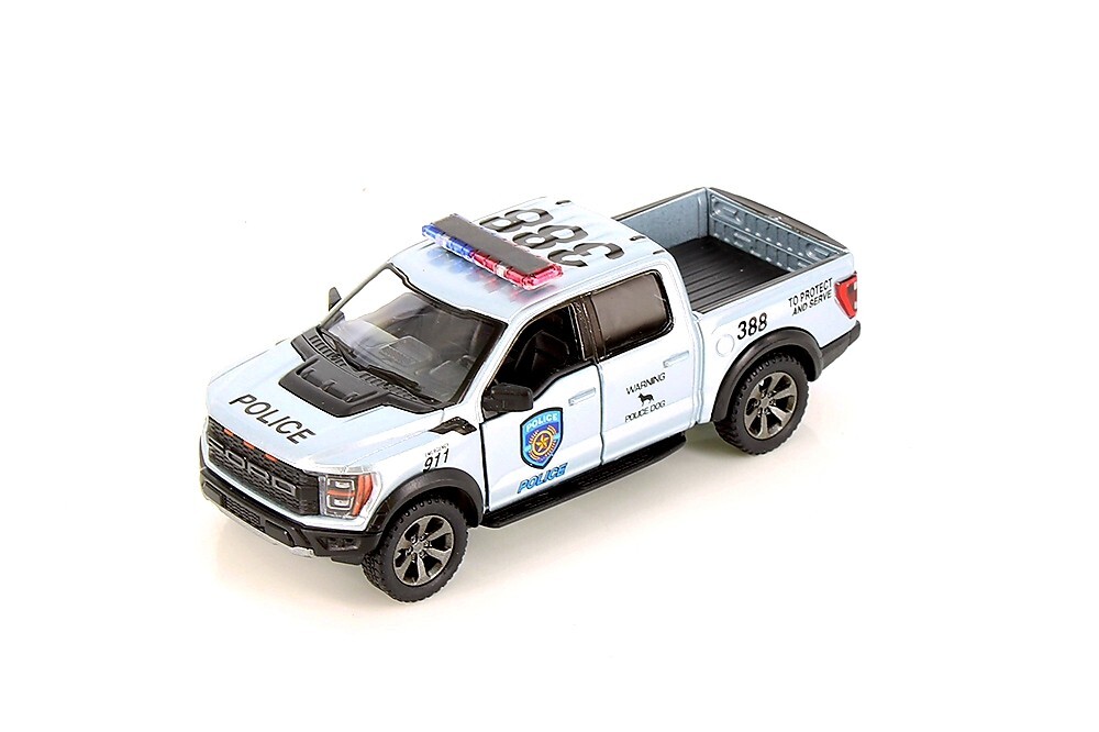 5436P Kinsmart 2022 Ford F-150 Raptor Police1:46 Diecast Truck 5 inch SILVER