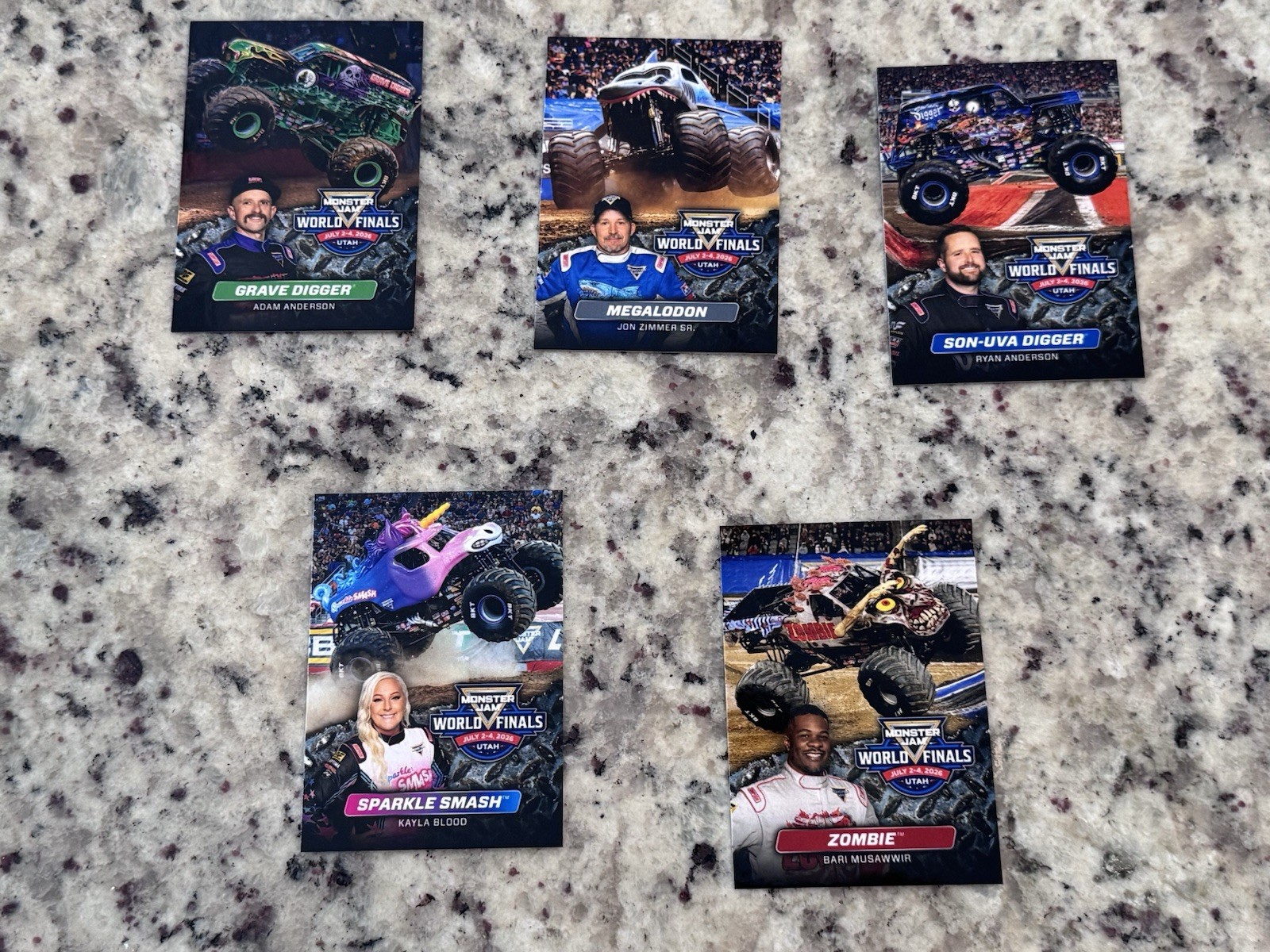 2026 Monster Jam World Finals XXV SLC Utah Set Of 5 Limited Edition Cards