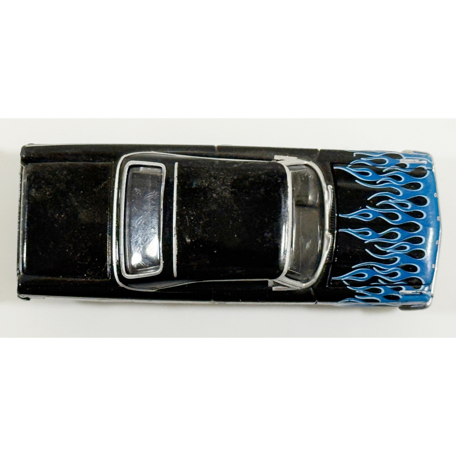 Ford Galaxie 500 Diecast Car Kids 1:64 Black Blue Flames Opening Hood Hot Wheels