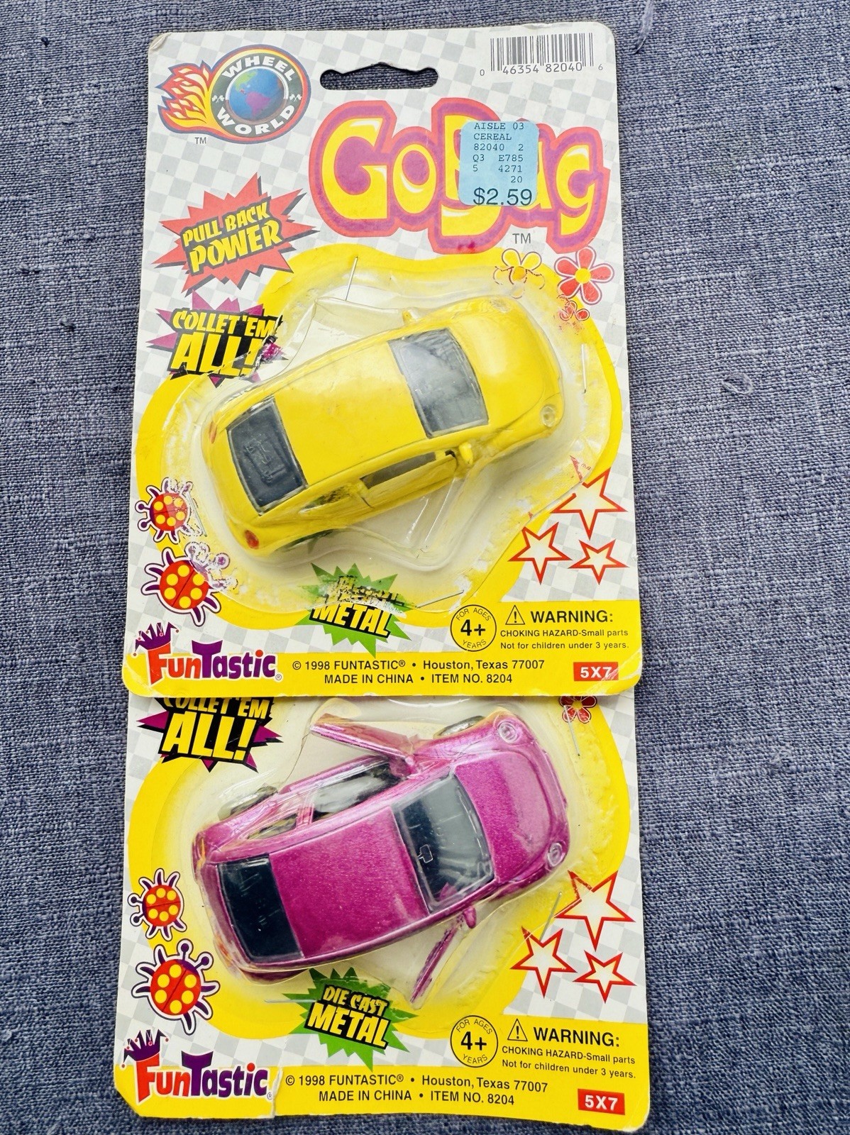 Funtastic Wheel World Friction Powered Volkswagen Beetle Bug Lot of 2 Wind Ups