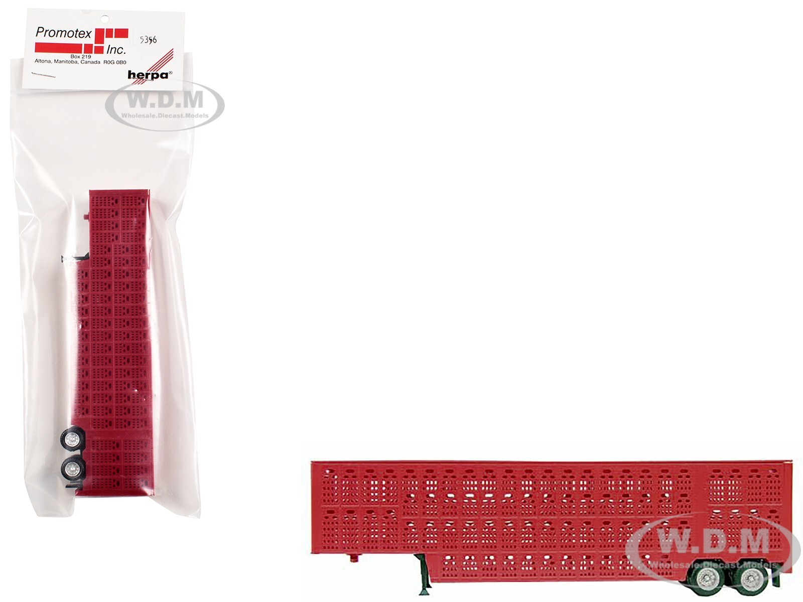 LIVESTOCK TRAILER RED 1/87 (HO) MODEL BY PROMOTEX 005356 R