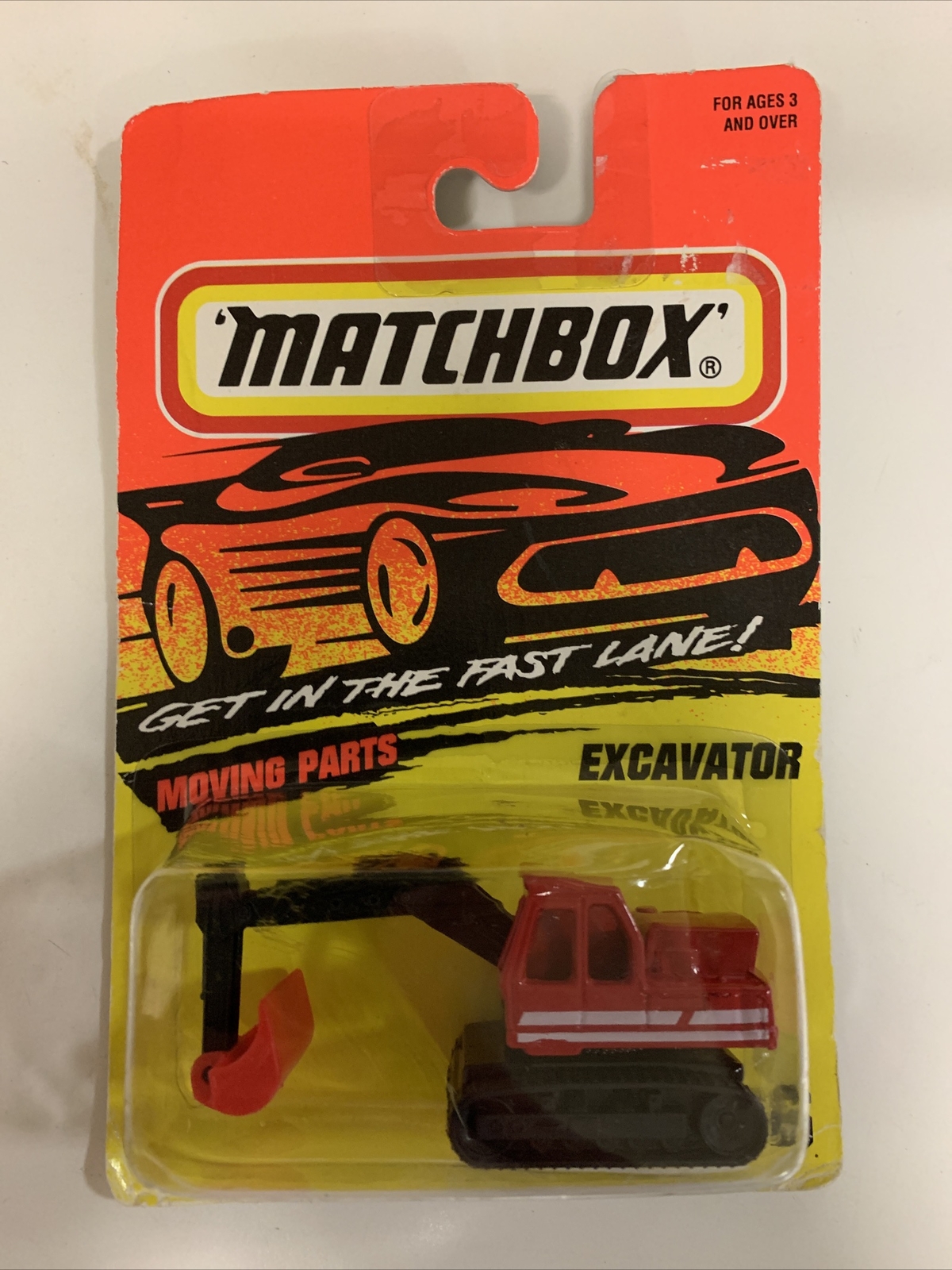 1995 Matchbox Action System Excavator #6 rare red version with error, new in box