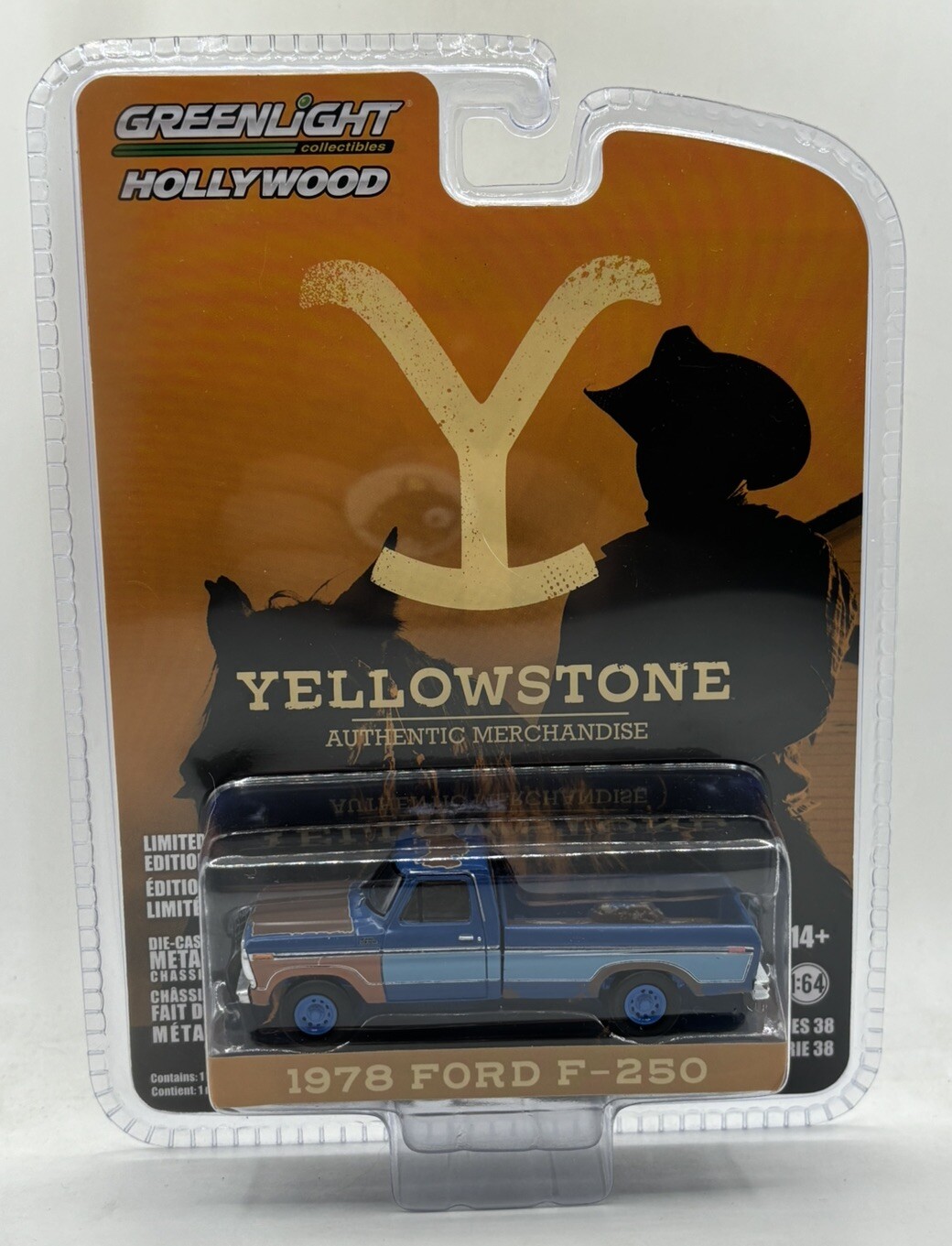Greenlight Walmart Exclusive (Blue Wheels and Base) 1978 Ford F-250 Yellow