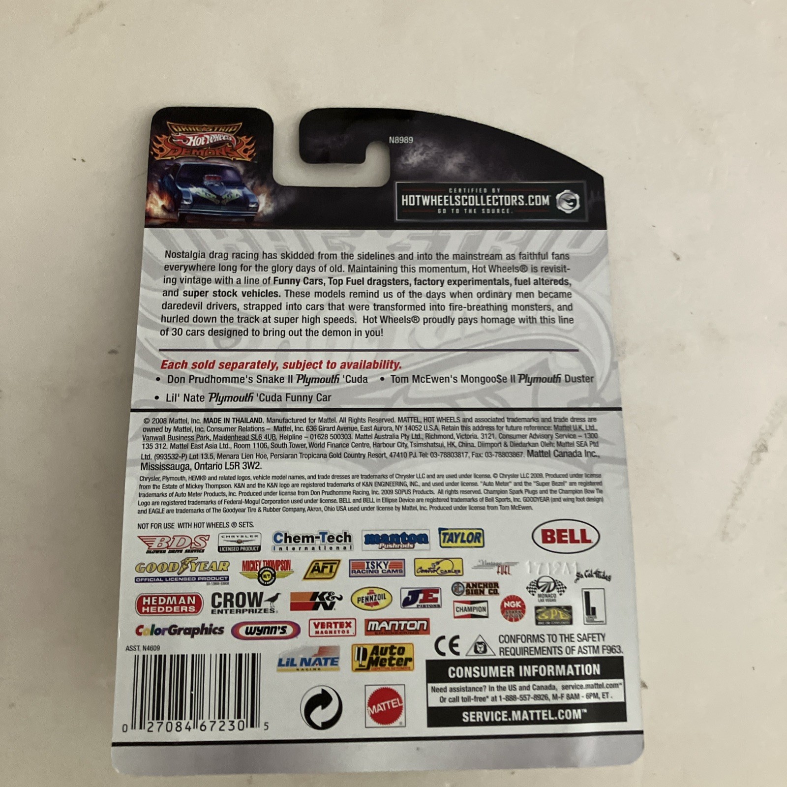 HOT WHEELS Drag Strip Demons Don Prudhomme’s Snake II Plymouth ‘Cuda 27/30