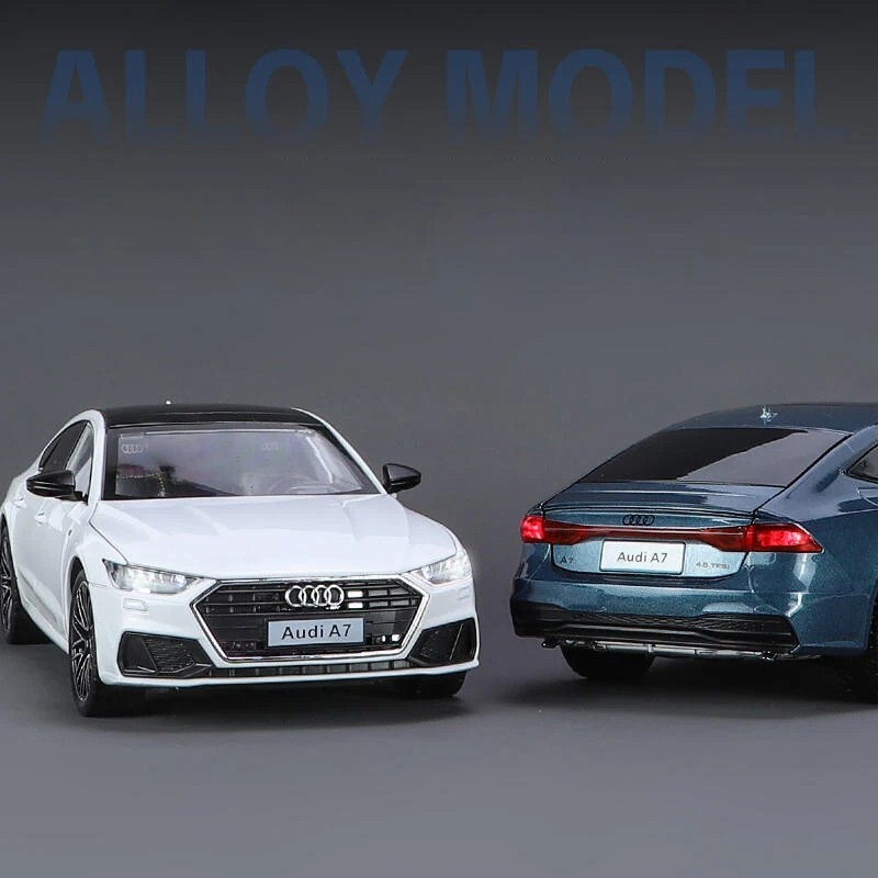1:24 Audi A7 2024 Diecast Car Model Wheel Steering Sound and Light Kids Toy Gift