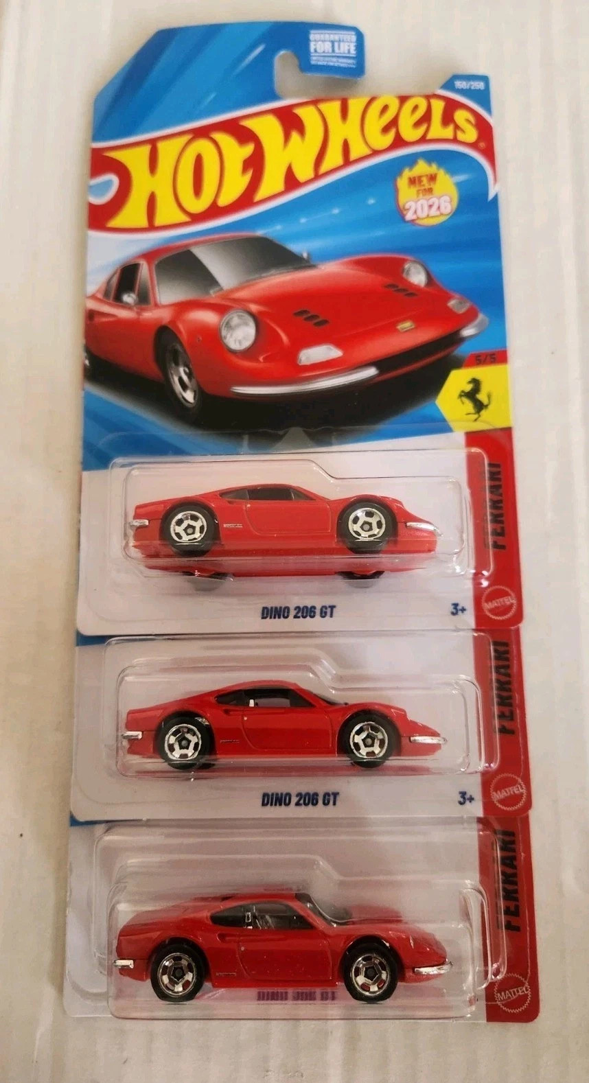 2026 Hot Wheels Dino 206 GT Ferrari 5/5 New For 2026 Lot Of 3