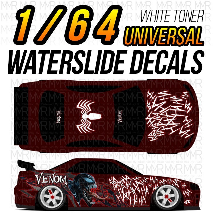 1/64 Scale VENOM DRIFT Custom White Toner Universal WaterSlide Decals for Hot