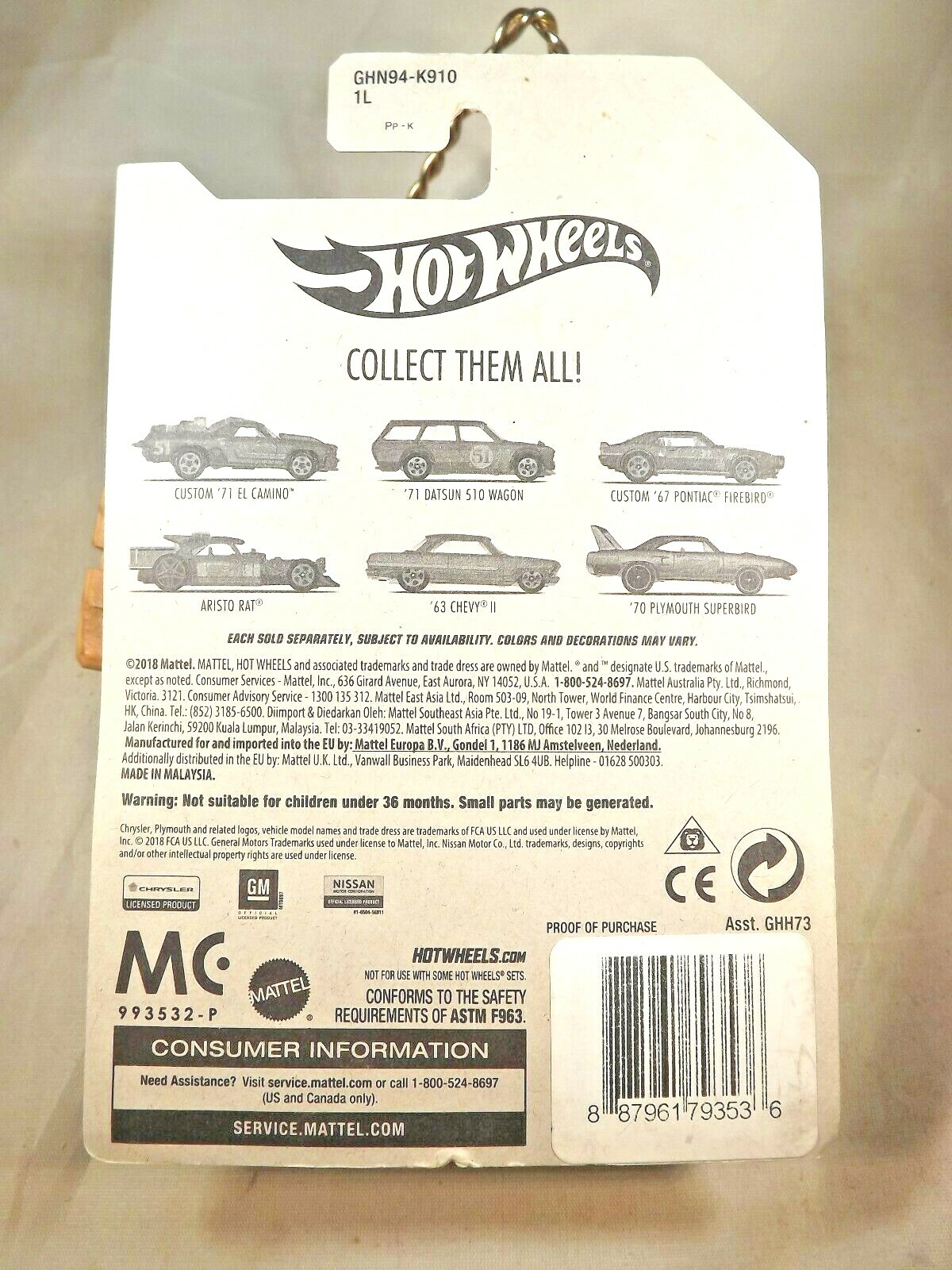 2019 Hot Wheels Satin & Chrome Series 1/6 CUSTOM ’71 El CAMINO Gray w/Gold 5 Sp