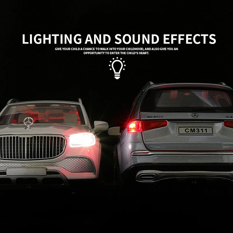 1:24 Benz Maybach GLS GLS600 SUV Diecast Alloy Car Model Simulation Sound Light