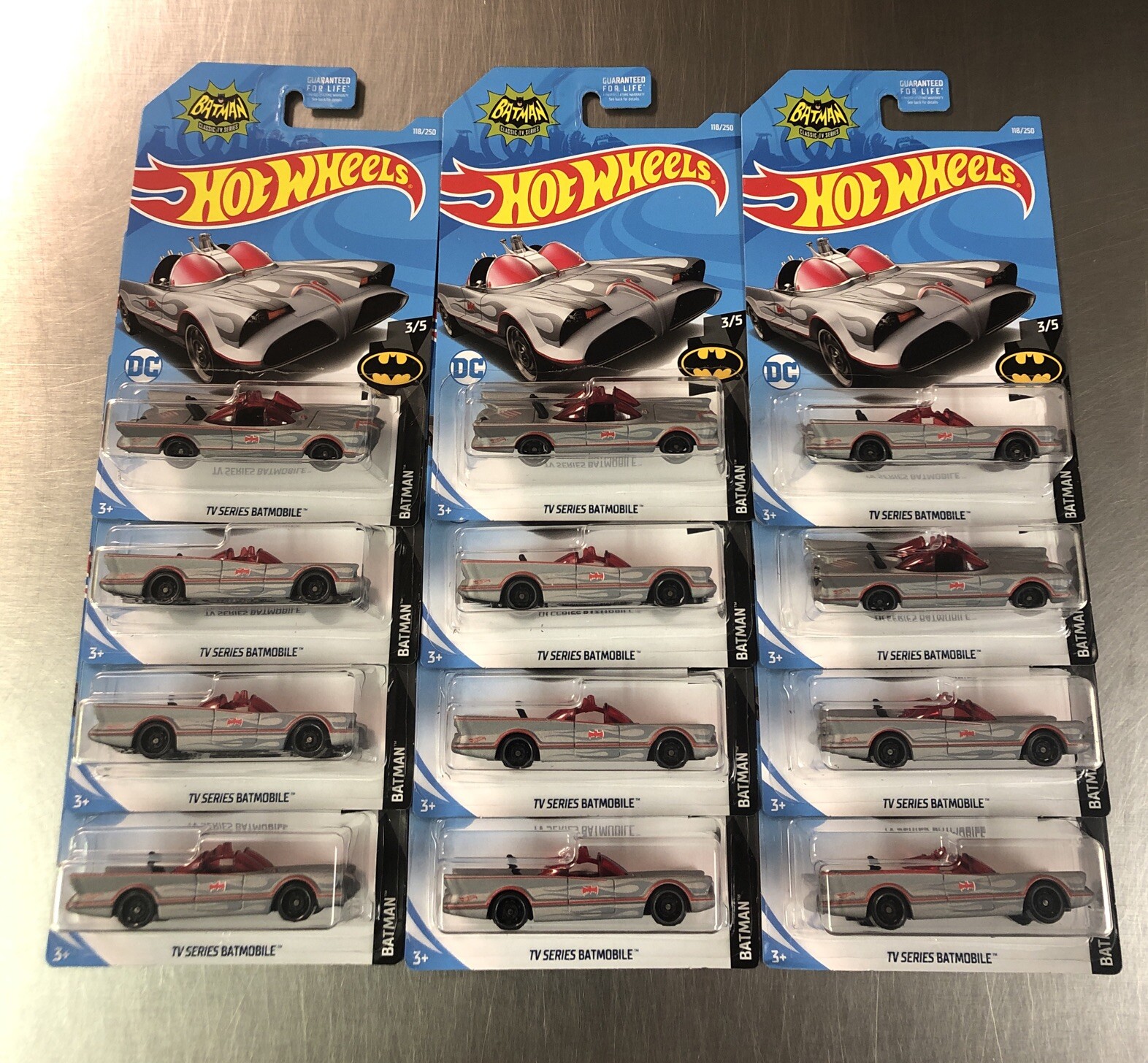 HOT WHEELS CLASSIC TV SERIES BATMOBILE ( LOT OF 12 ) BATMAN DC COMICS GRAY PAINT