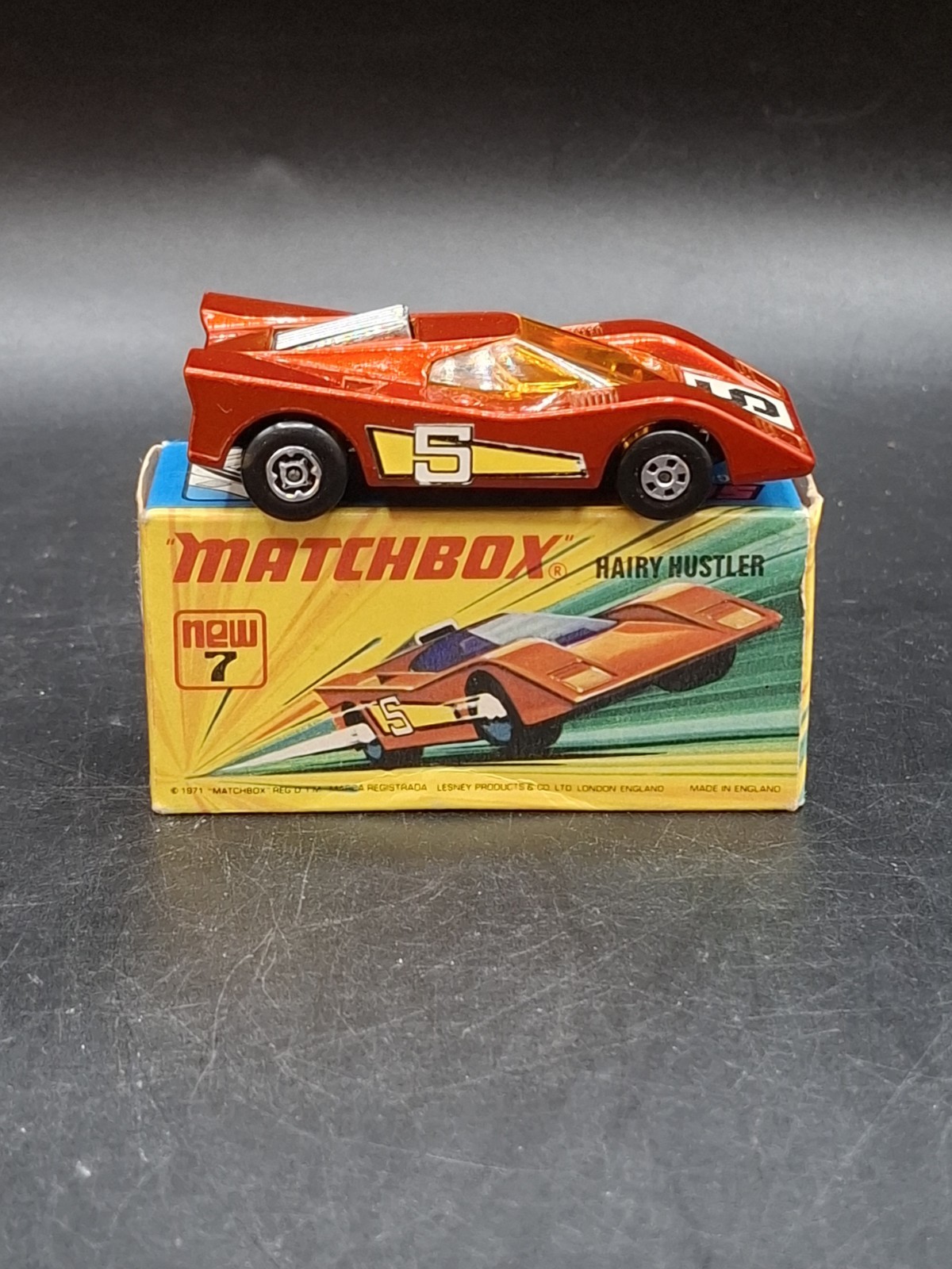 Vintage 1971 Matchbox Superfast Lesney No. 7 Harry Hustler With Original Box