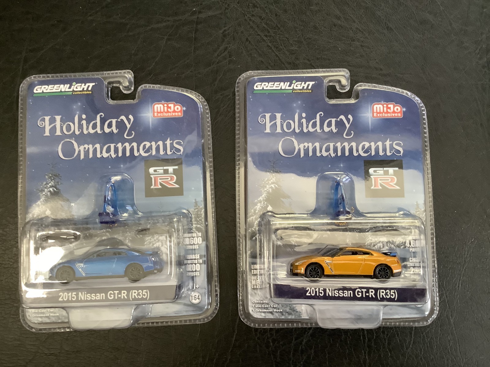 Greenlight Holiday Ornaments 2015 Nissan GT-R (R35) Blue and Yellow