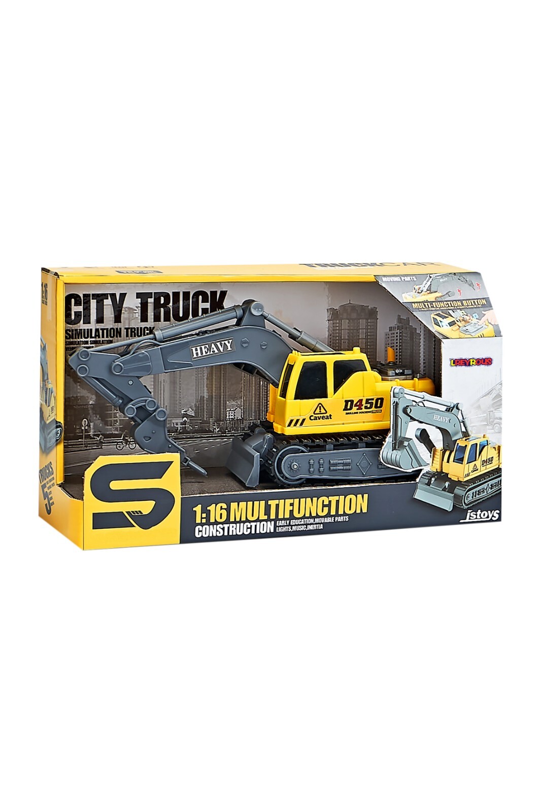 Yellow Drilling Machine Engineering Vehicle Excavator Toys 1:16 Vehicle Mode New