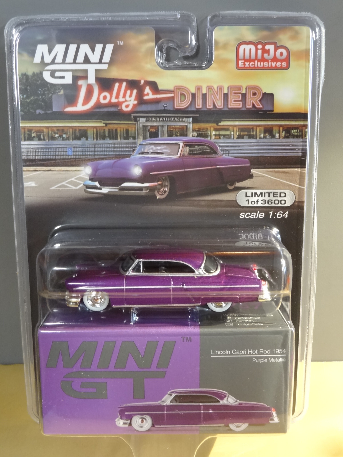MINI GT #757 – PURPLE METALLIC – 1954 LINCOLN CAPRI HOT ROD – MIJO USA EXCLUSIVE