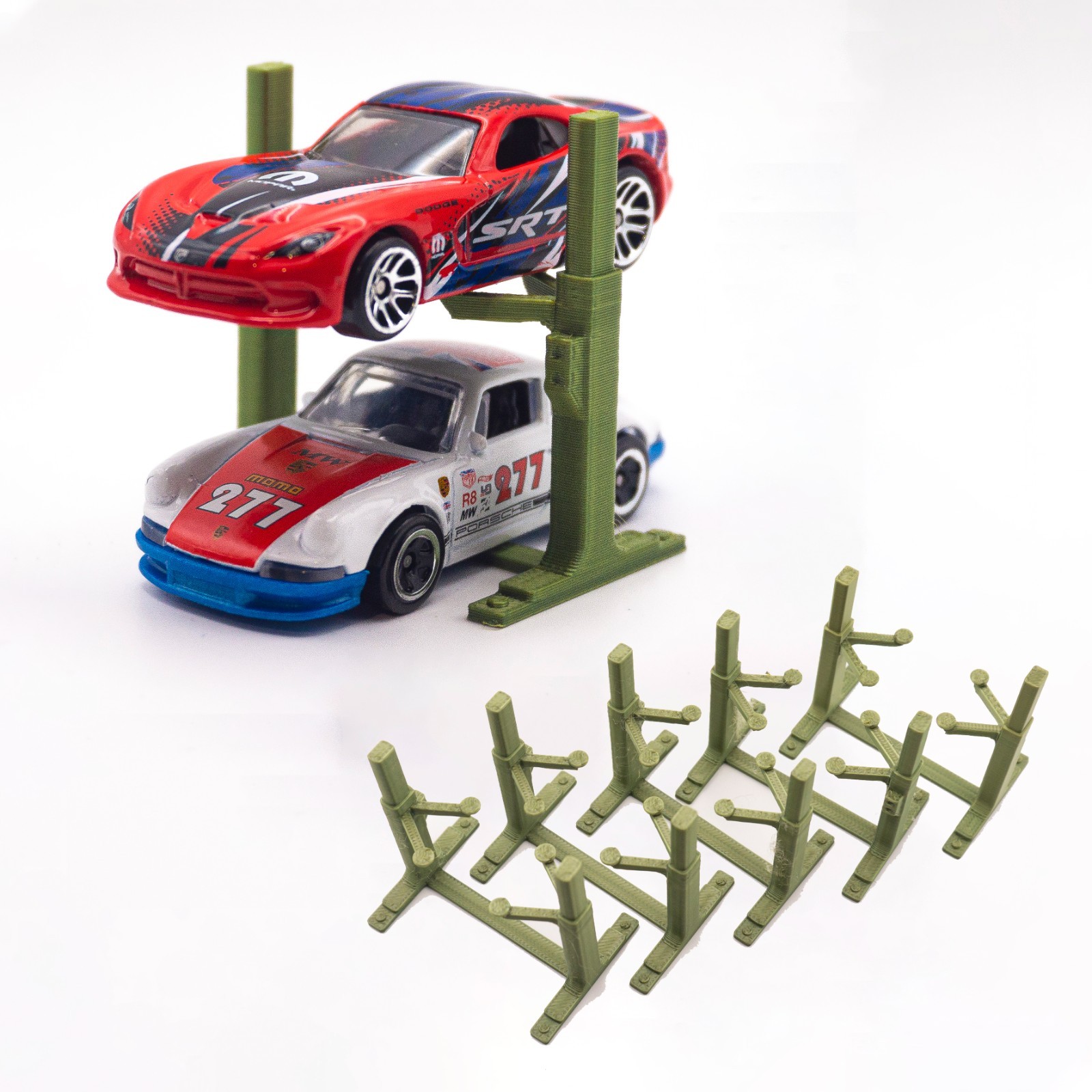 (5) 1:64 Scale Car Lift Stands for 1/64 Scale Model Cars 2 Post Display