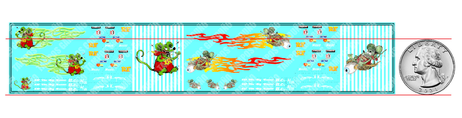 Generic For Hot Wheels Rat Rod Flames White Toner Water Slide Decal Set 1/64