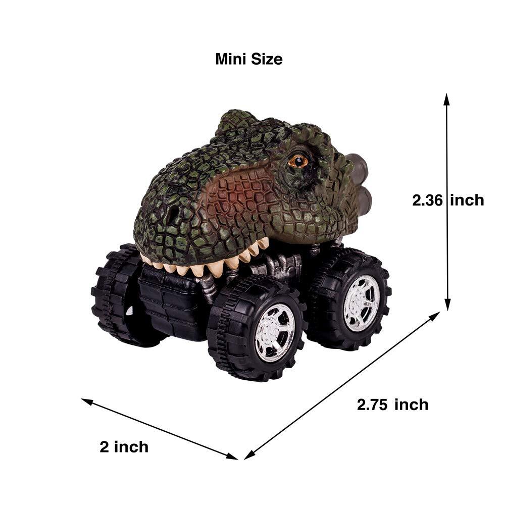 Pull Back Dinosaur Car Toys 4 Pack for 3-Year-Old Boys and Toddlers