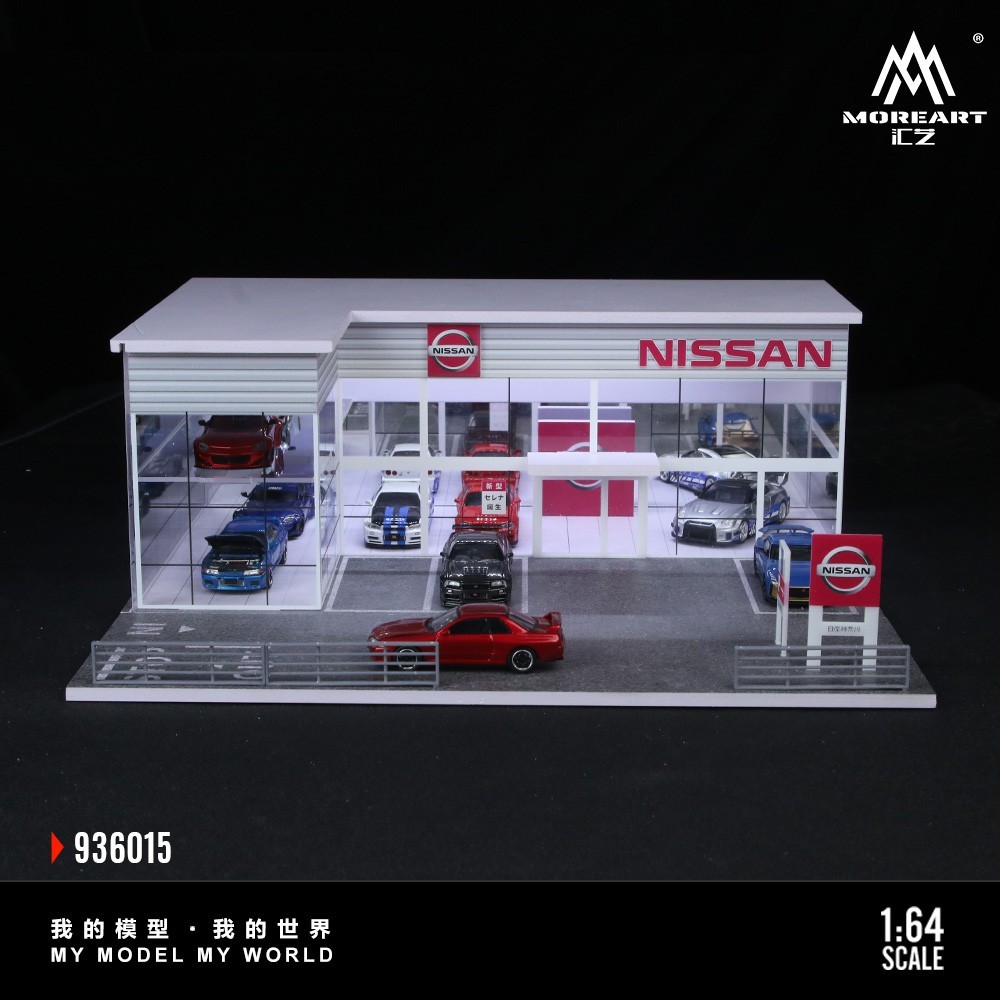 Diorama 1/64 Diecast Car Parking Lot Showroom Model LED Street Building Scene US