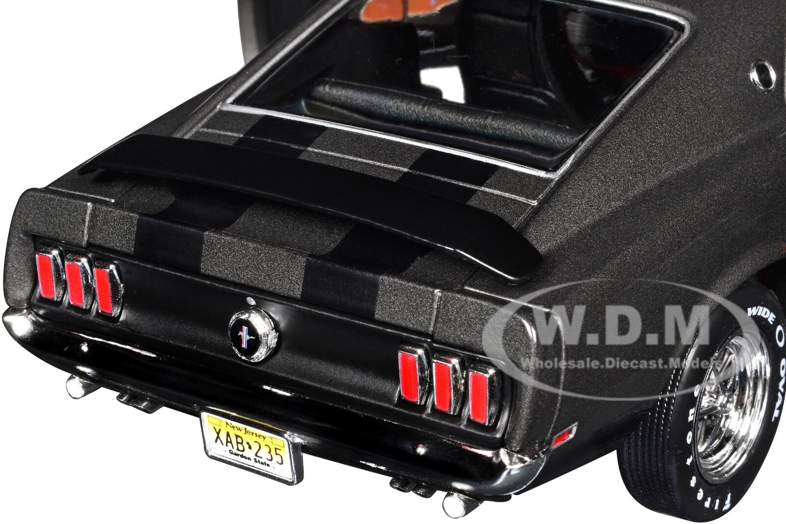 1969 FORD MUSTANG DARK GRAY “JOHN WICK” 1/18 DIECAST MODEL BY AUTO WORLD AWSS145