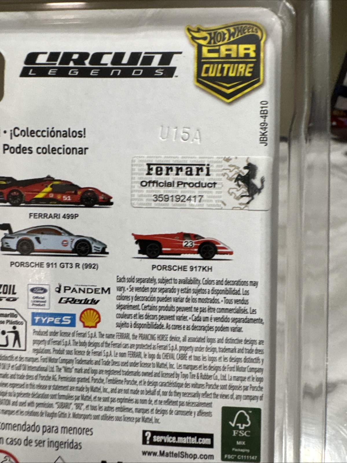 1/64 HOT WHEELS CIRCUIT LEGENDS PREMUIM 2/5 FERRARI 499P #51 RED In Protector