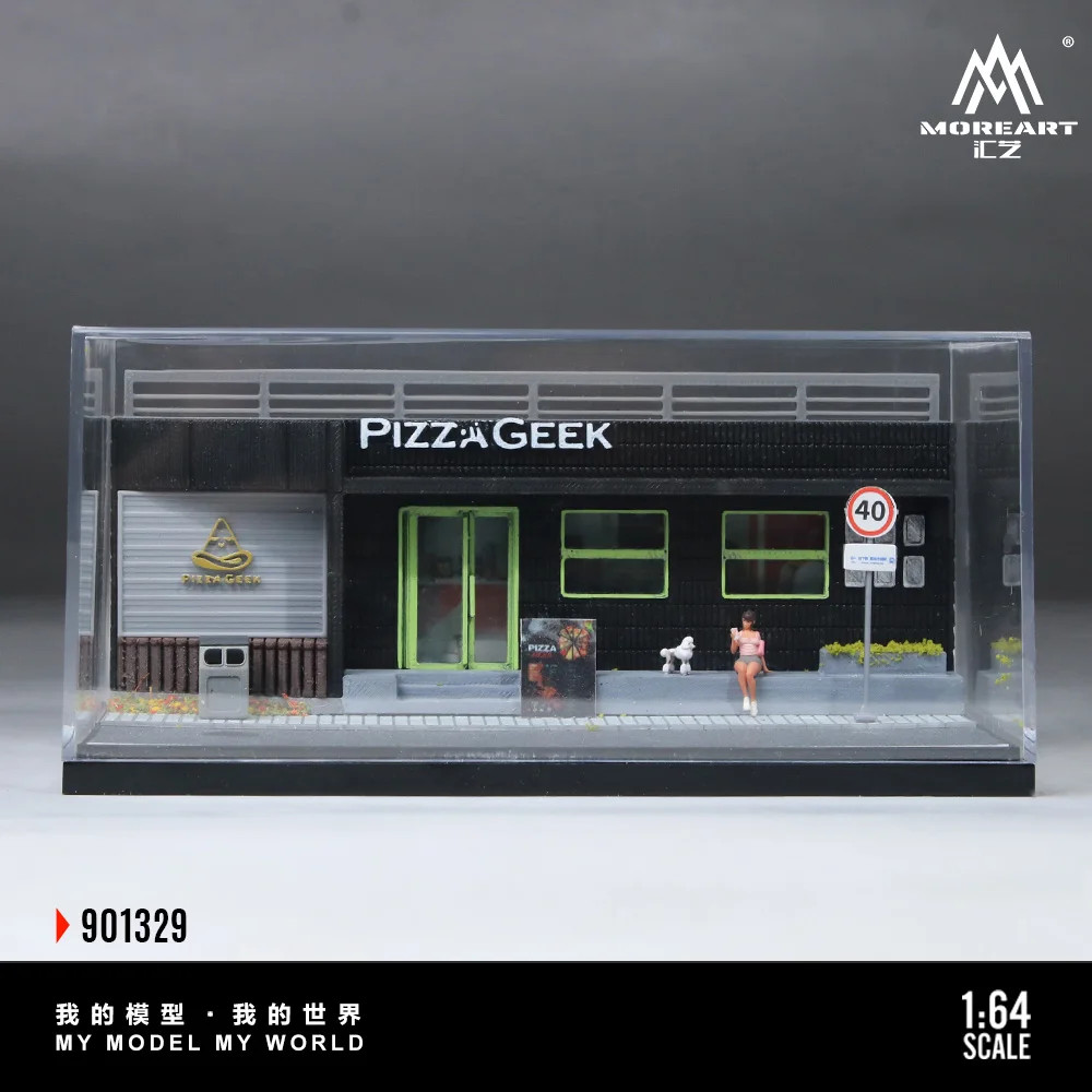 More Art 1:64 Pizza Shop Scene Simulation Model, Parking Lot Diorama For Display