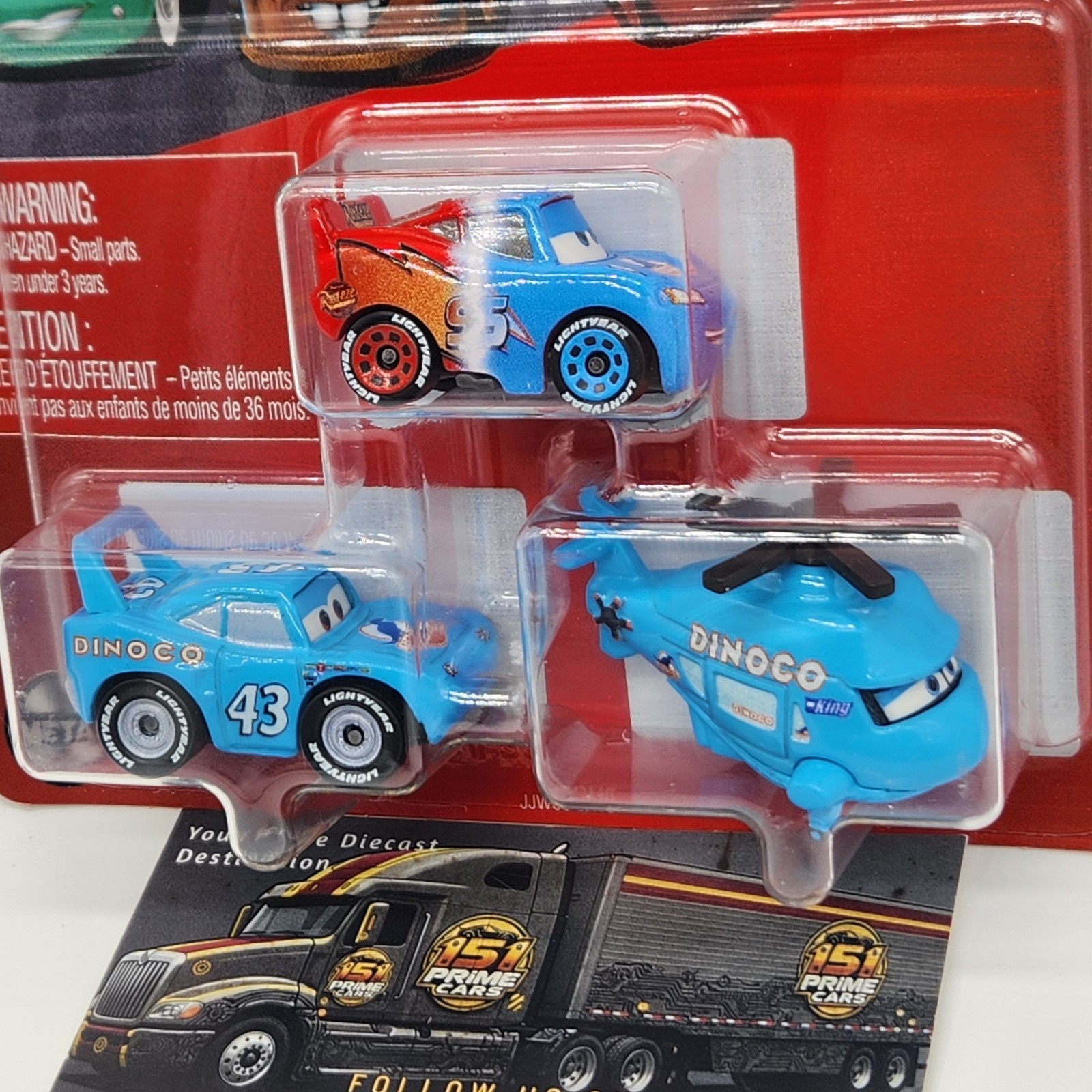 Disney Pixar Cars Mini Racers Team Dinoco. Transforming McQueen Helicopter King