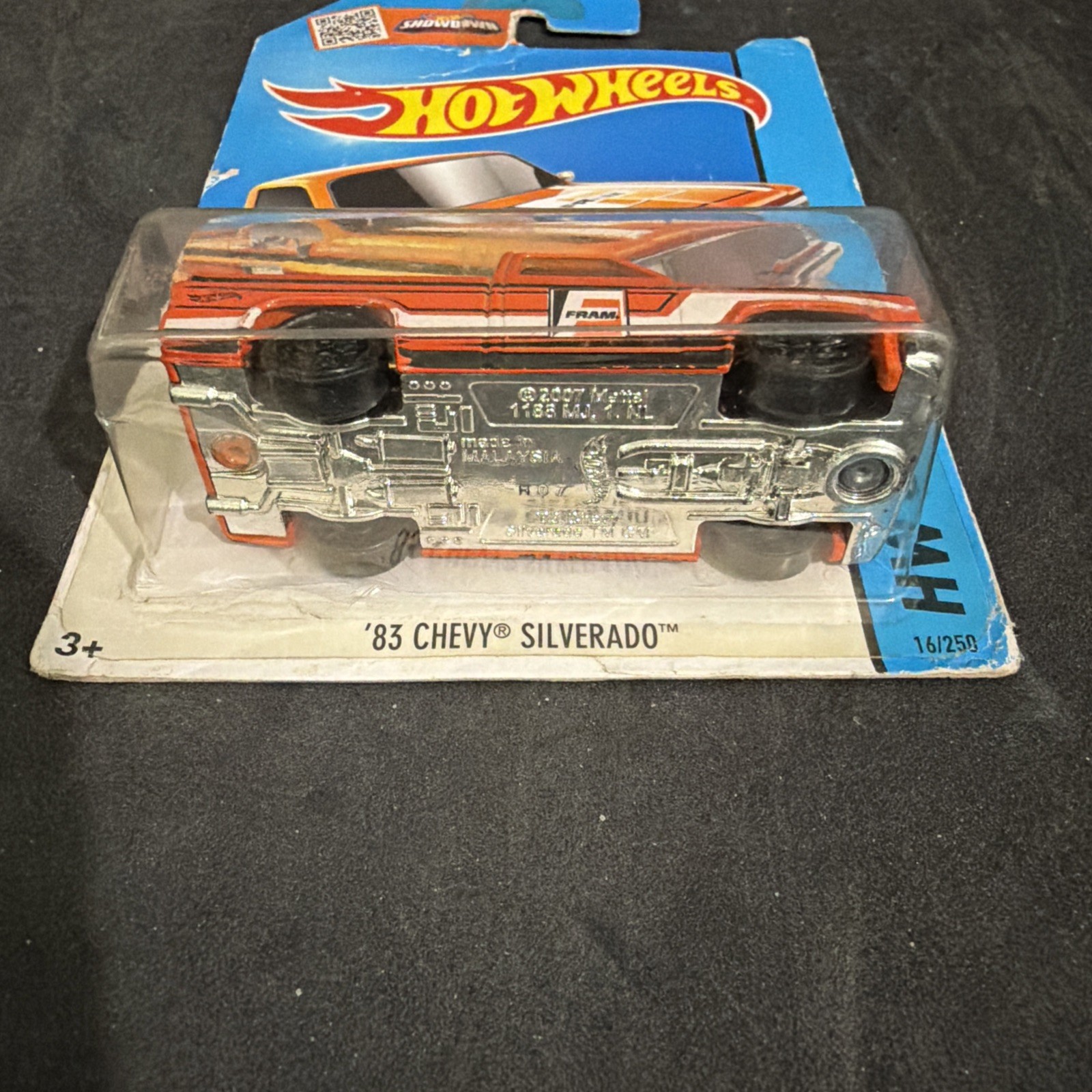 Hot Wheels ’83 Chevy Silverado FRAM Orange Pickup Truck 16/25 City *CONDITION*