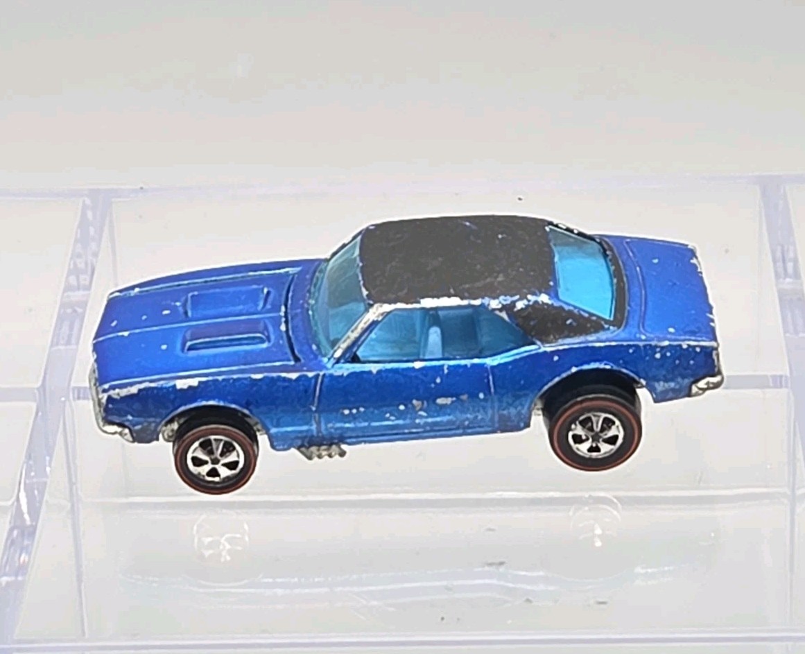 Vintage Hot Wheels Redline 1968 Blue Custom Camaro Blue Interior Hong Kong