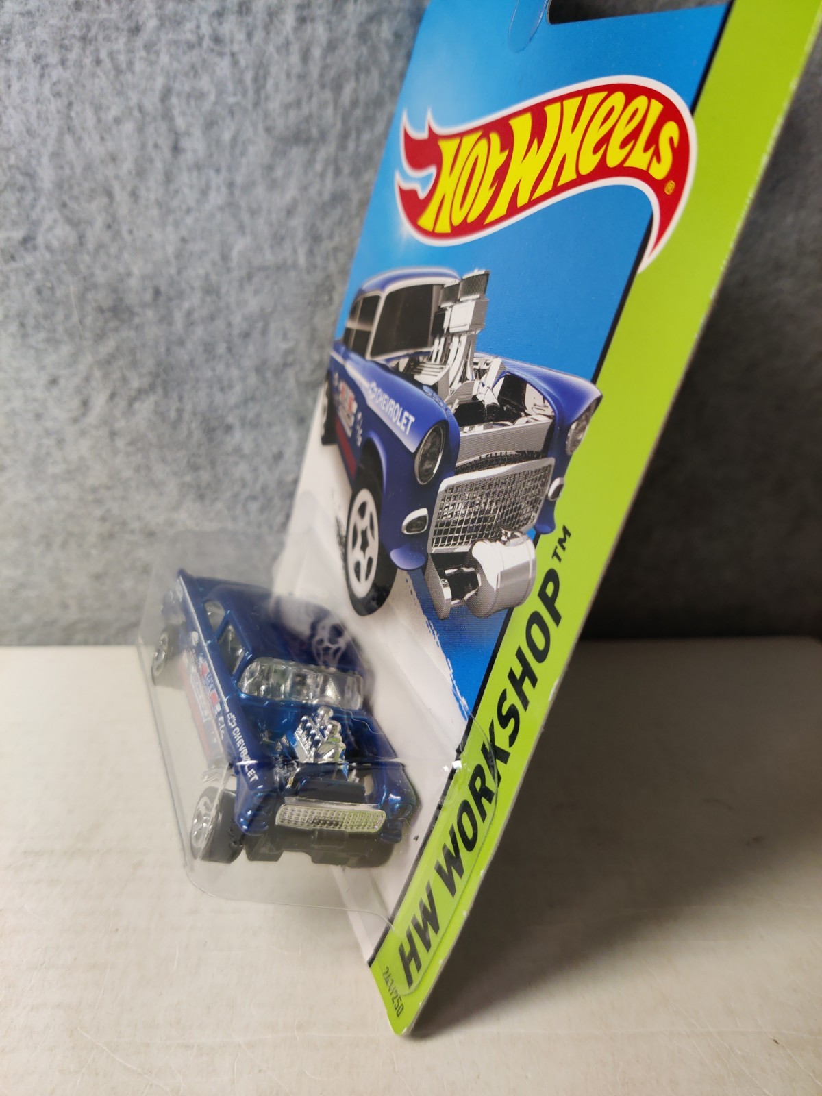 Hot Wheels 2014 HW Workshop Blue ‘55 CHEVY BEL AIR GASSER Collector #241/250