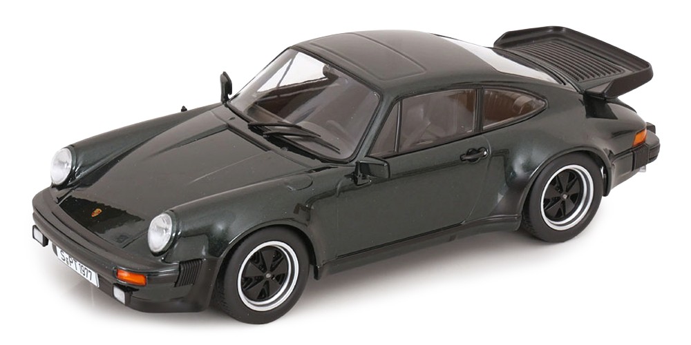 KK-Scale PORSCHE 911 (930) TURBO 3.3 DARK GREEN METALLIC 1/18 Diecast Model