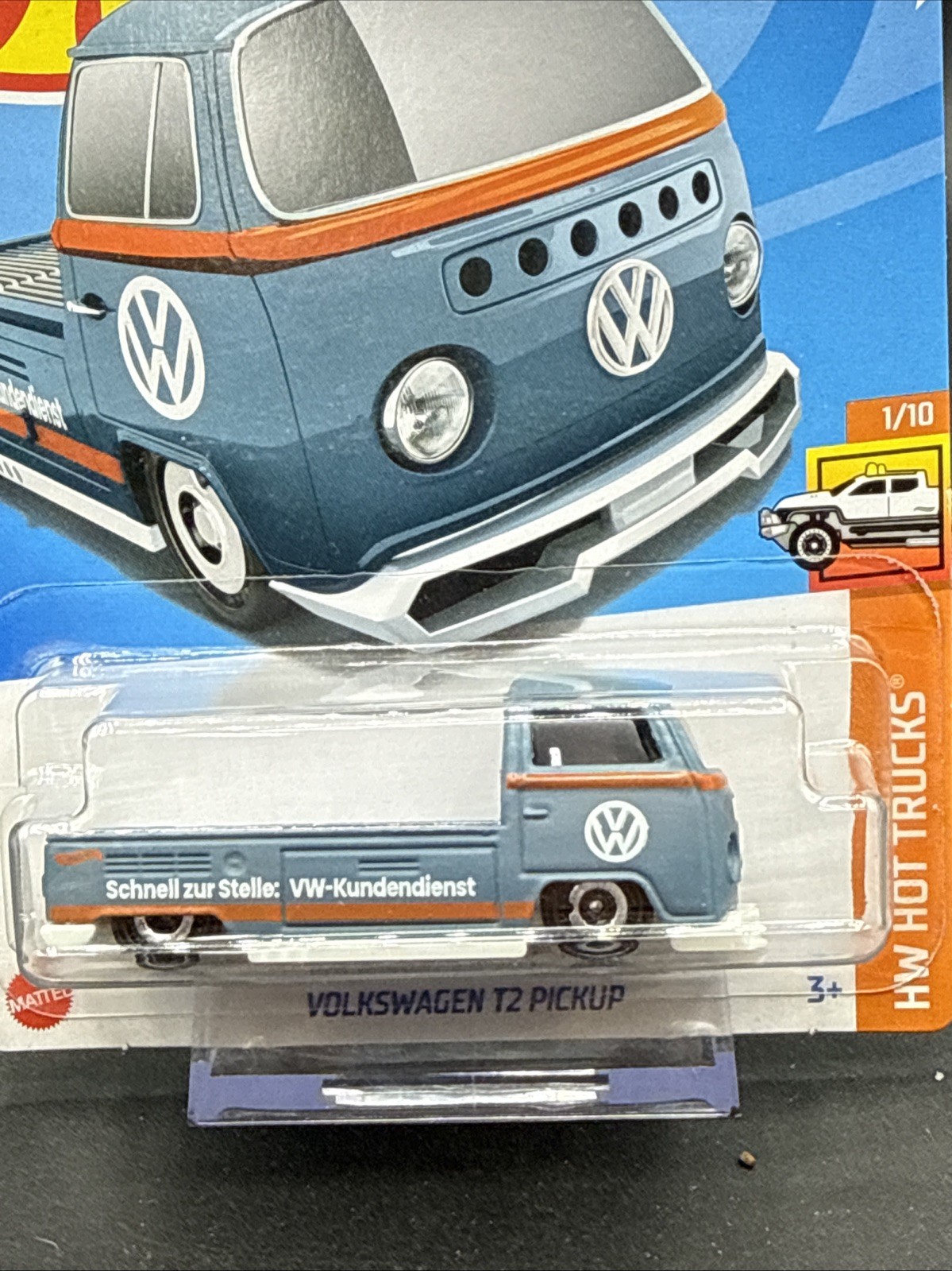 2021 Hot Wheels HOT TRUCKS VOLKSWAGEN T2 PICKUP grey blue 1/10 VW very nice