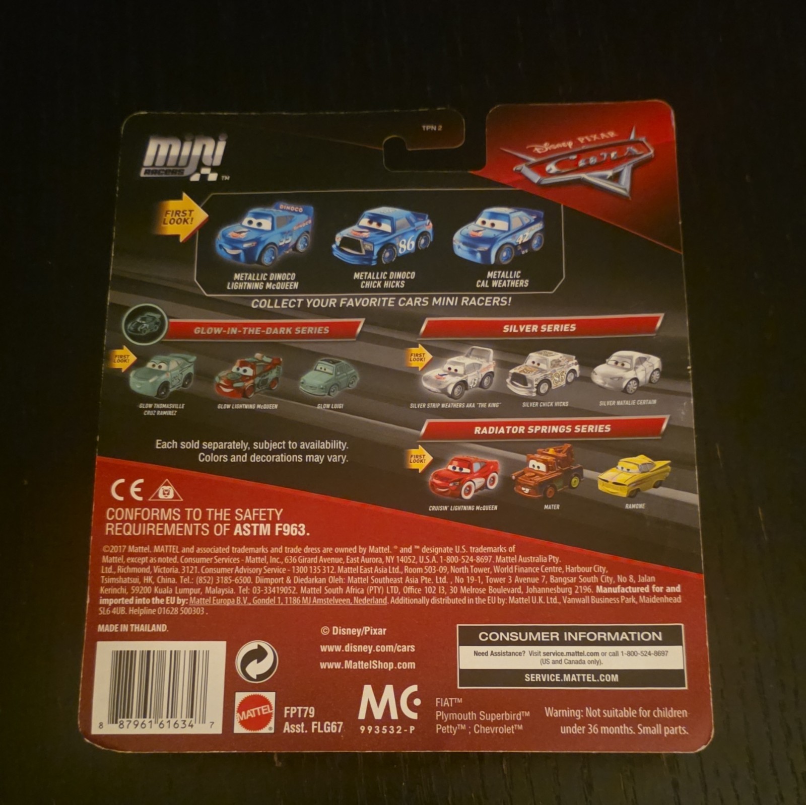 Mattel Disney Pixar Cars Mini Racers Metallic Series 3-Pack Metal Blue Unopened