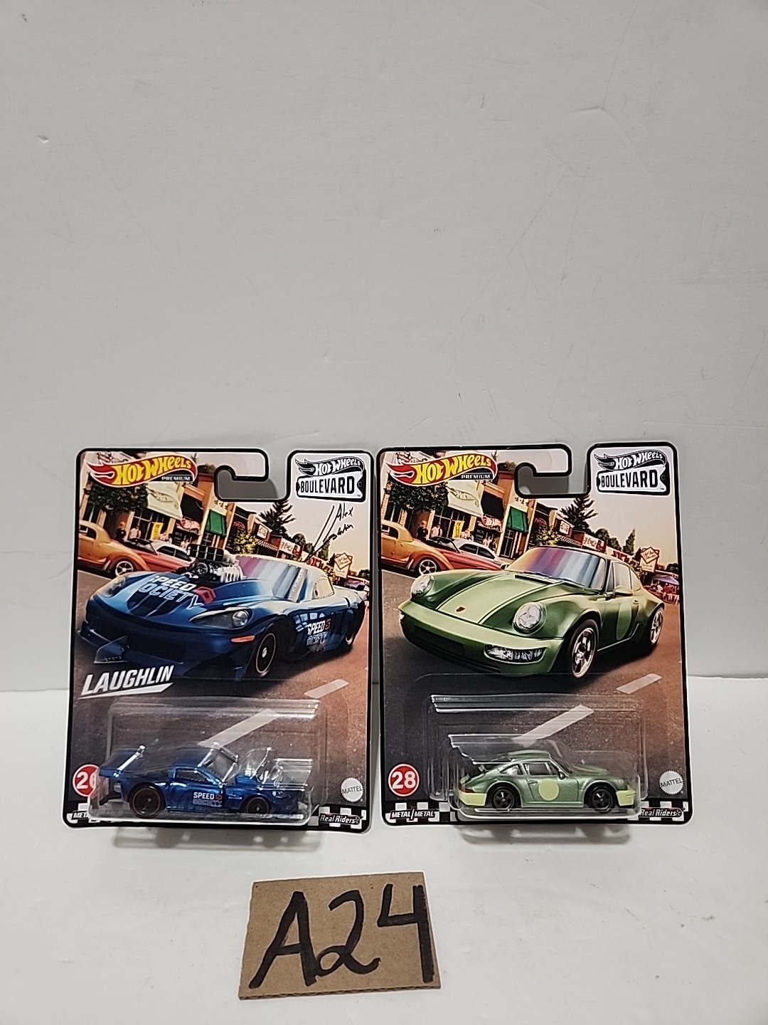 LotOf2 Hot Wheels Premium Boulevard #26 Corvette Z06 Drag Racer, #28 Porsche 964