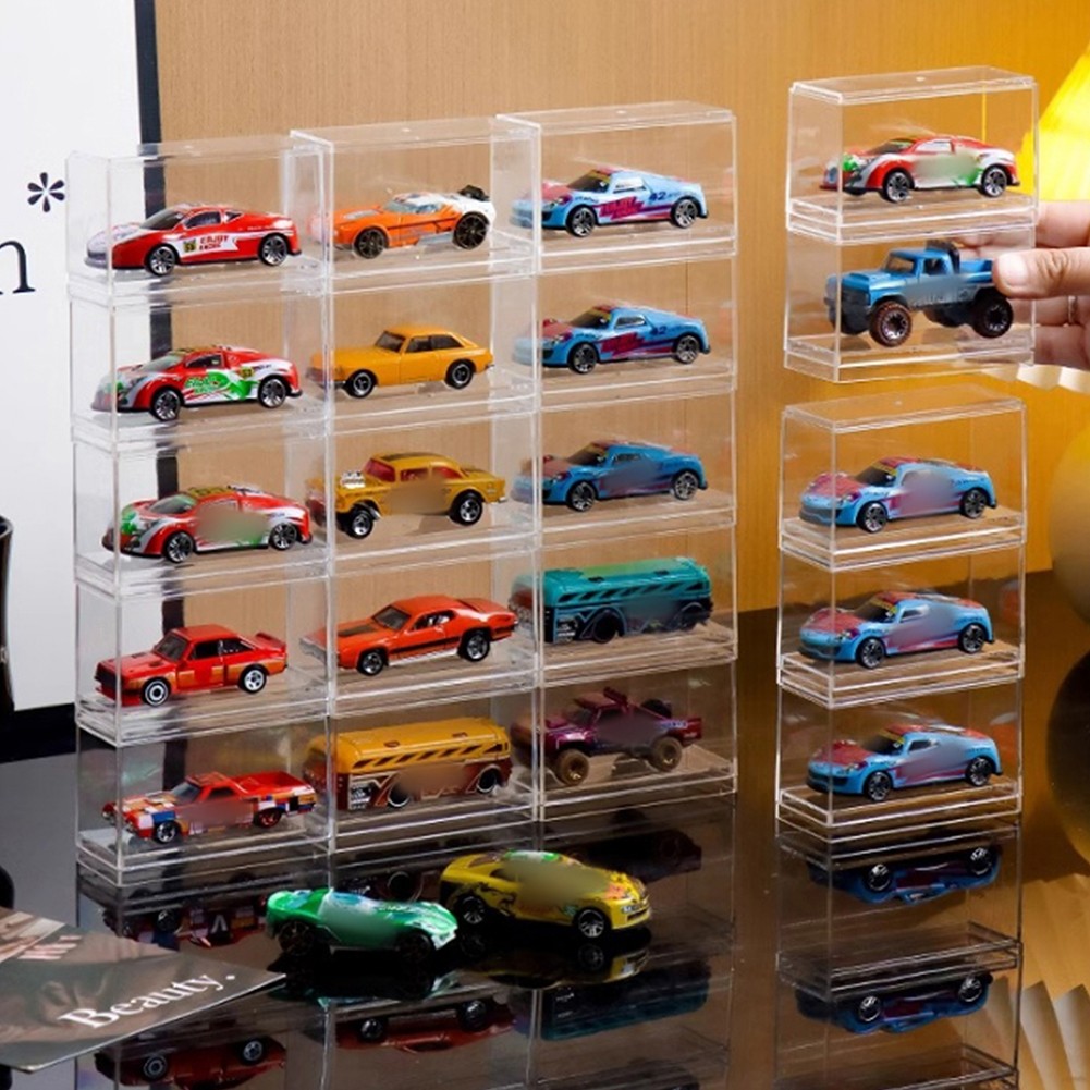 6/12x Clear Acrylic Display Case Storage Box For 1/64 Scale H-W Model Car