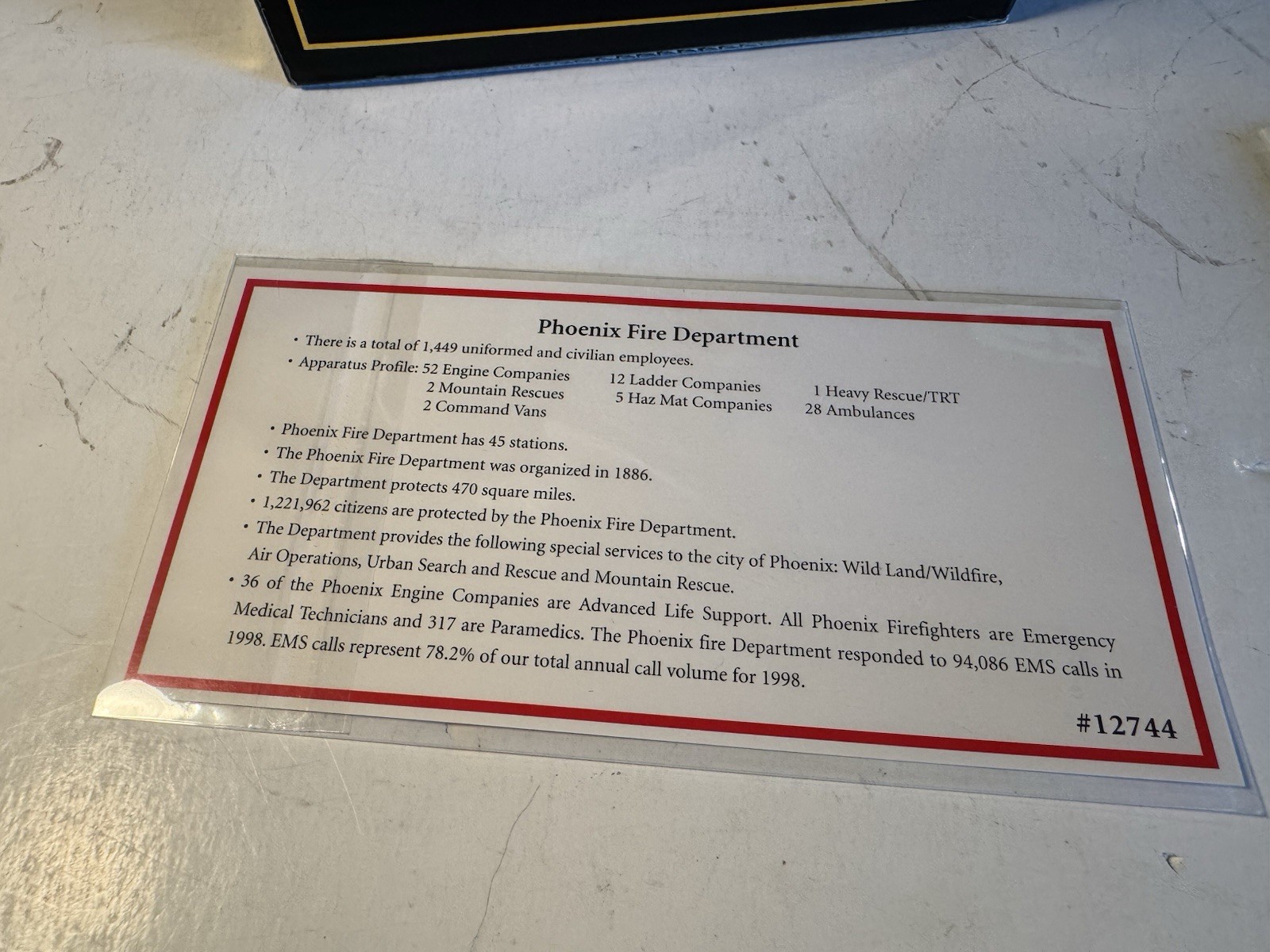 Code 3, 1:64 Die-Cast Phoenix Fire Dept American LaFrance Tower Ladder #12744 MB