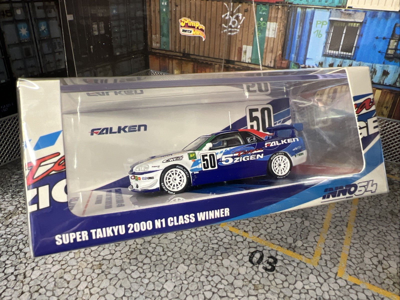 Inno64 Nissan Skyline GT-R R34 #50 5Zigen Falken Super Taikyu 2000 N1 Winner