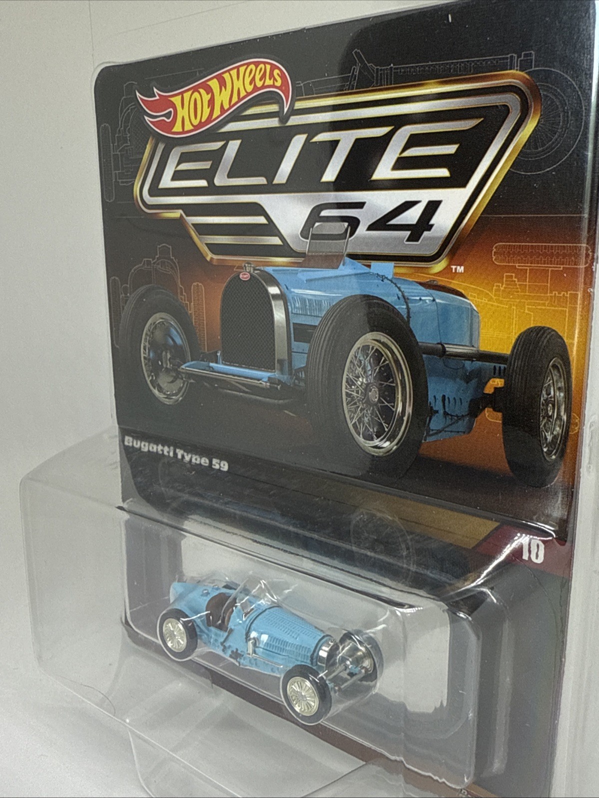 Hot Wheels Elite 64 #10 Bugatti Type 59 Blue 1:64 Diecast Real Riders HNJ62