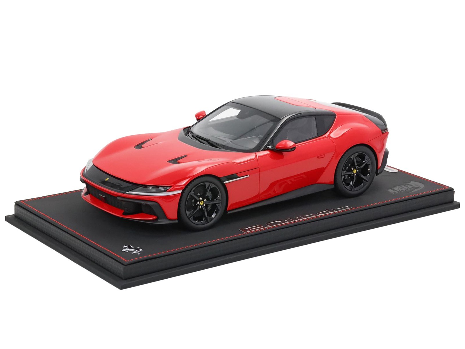 FERRARI 12CILINDRI ROSSO CORSA RED & DISPLAY CASE 1/18 MODEL CAR BY BBR P18248 A