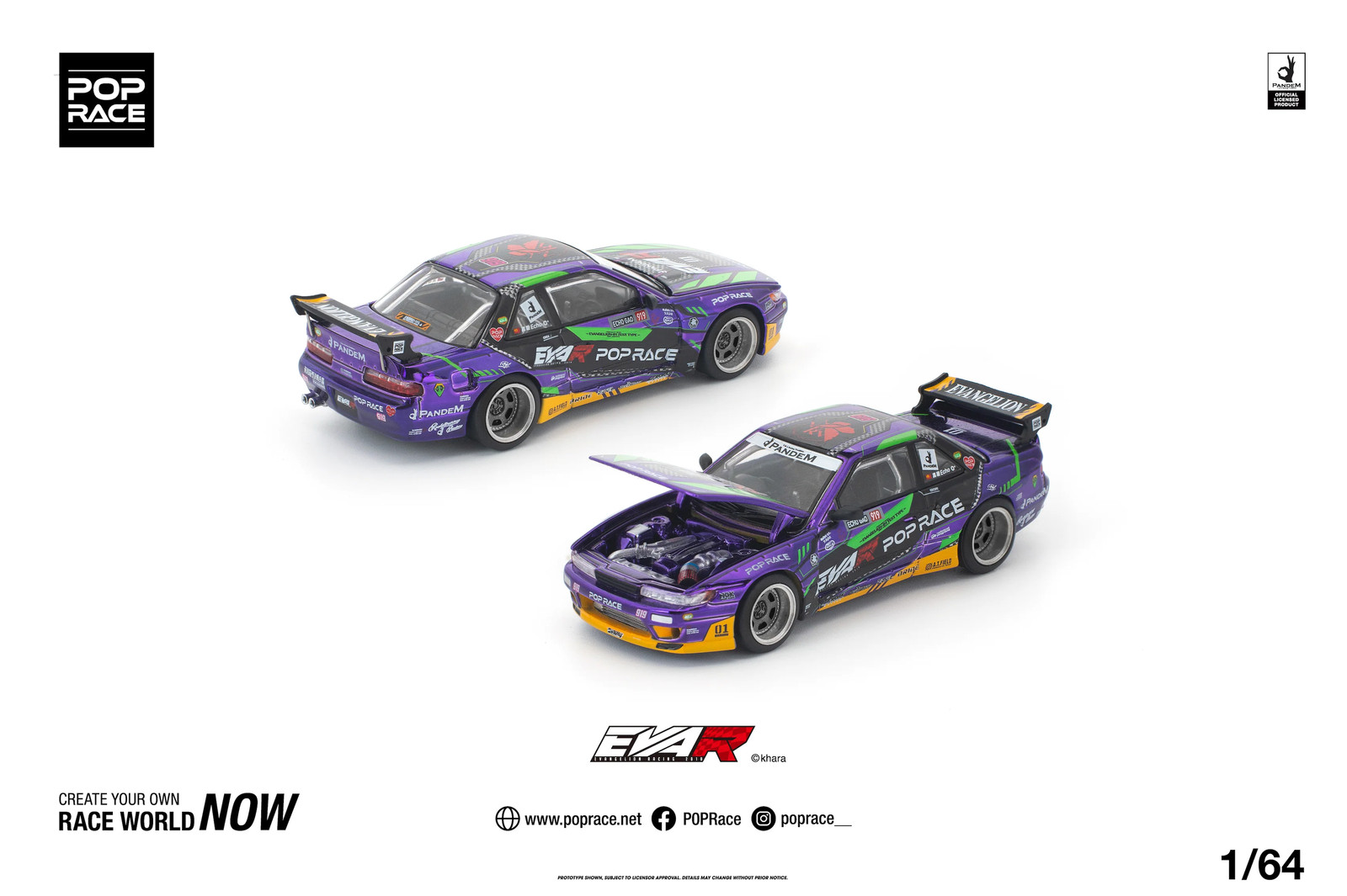 1:64 Nissan S13 Silvia PANDEM — Purple EVA RT TEST TYPE-01 — Pop Race