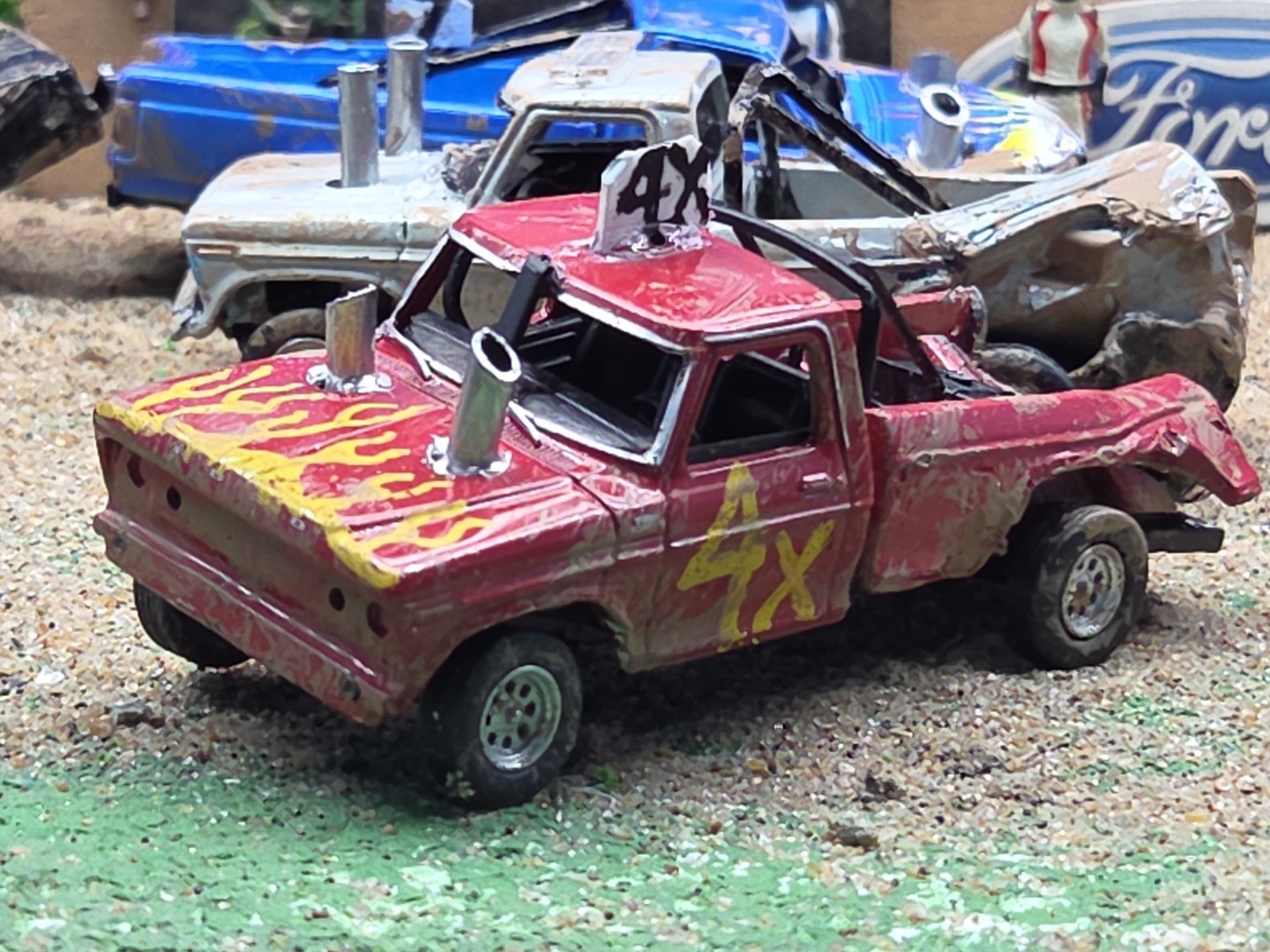 DEMO DERBY CUSTOM DEMOLITION Truck #4X 1979 FORD F150 1/64 Junk Yard RANGER XLT